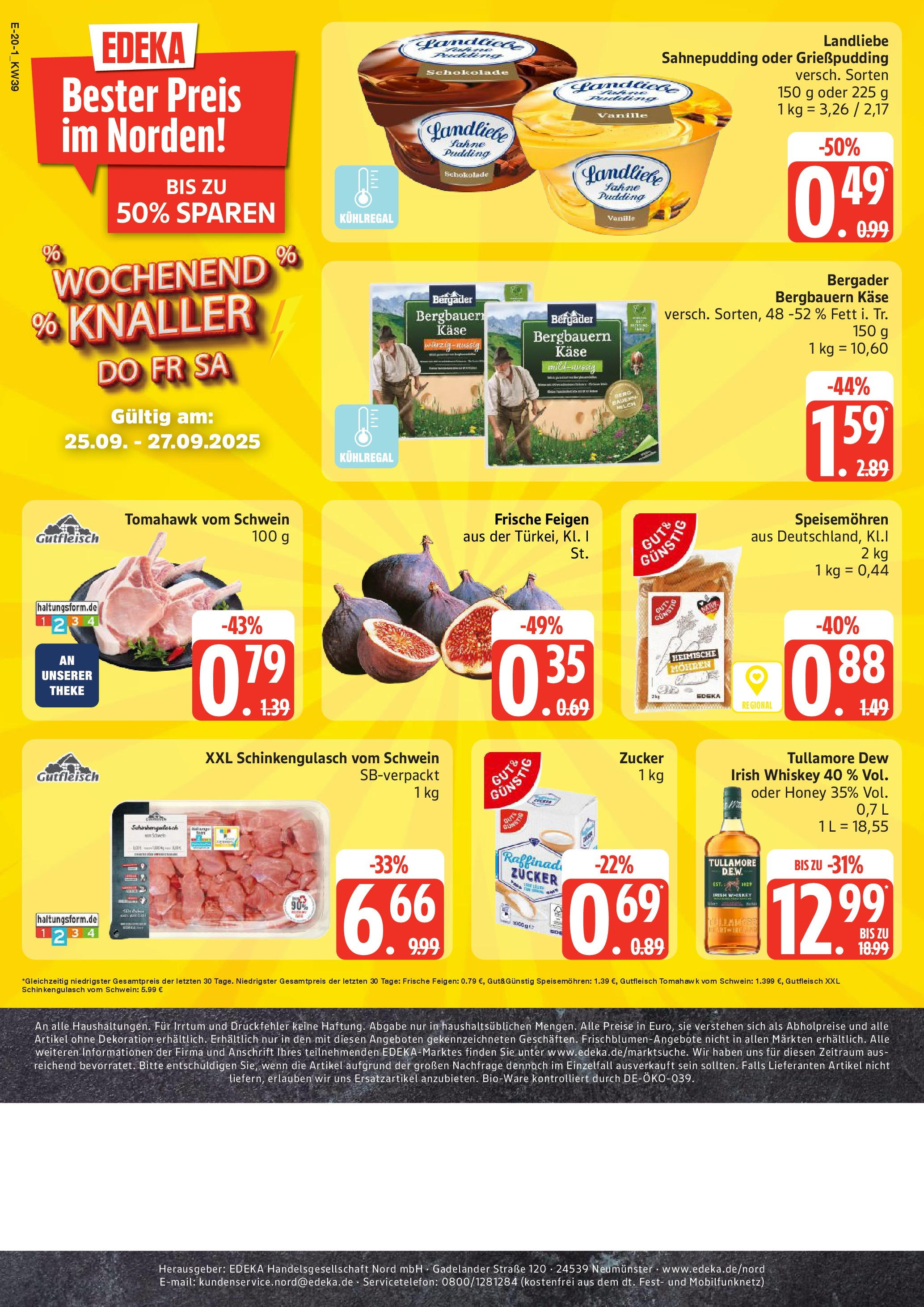 Edeka prospekt Neu Wulmstorf	 (ab 21.09.2025) » Angebote Online | Seite: 20 | Produkte: Milch, Käse, Mohren, Whiskey