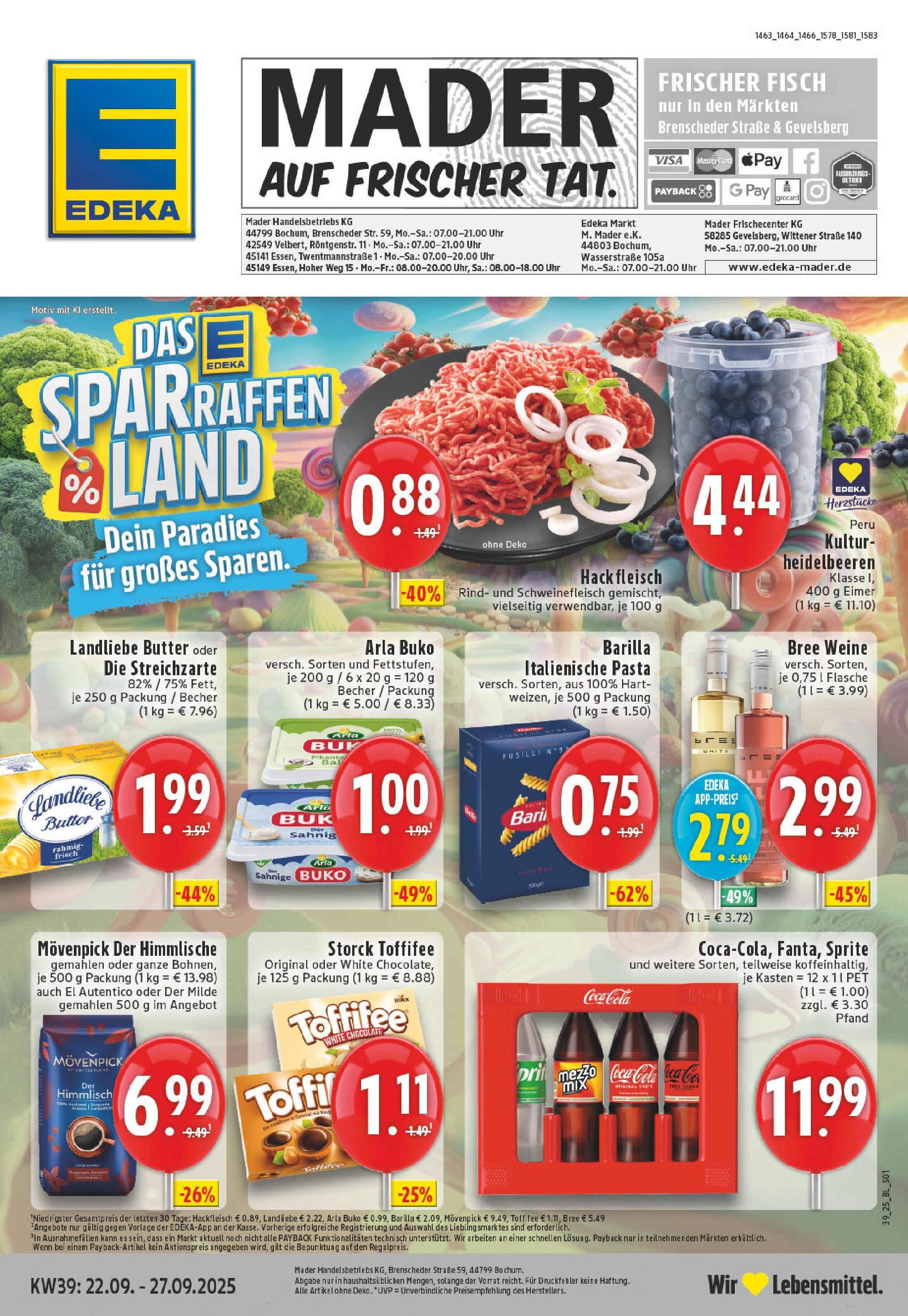 Edeka prospekt Gevelsberg	 (ab 21.09.2025) » Angebote Online | Seite: 1 | Produkte: Bree, Fleisch, Uhr, Hackfleisch