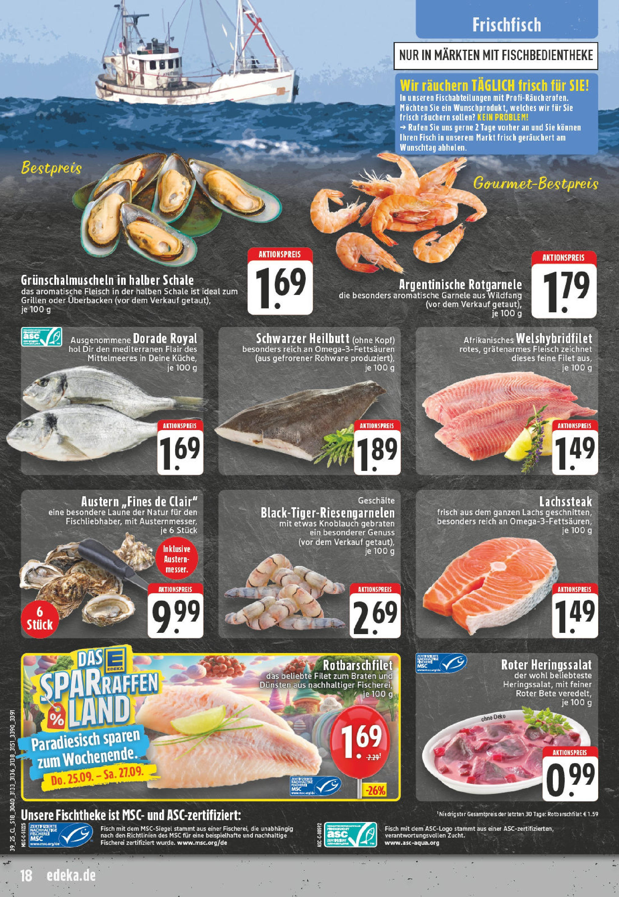 Edeka prospekt Kevelaer	 (ab 21.09.2025) » Angebote Online | Seite: 18 | Produkte: Dorade, Fisch, Lachs, Steak