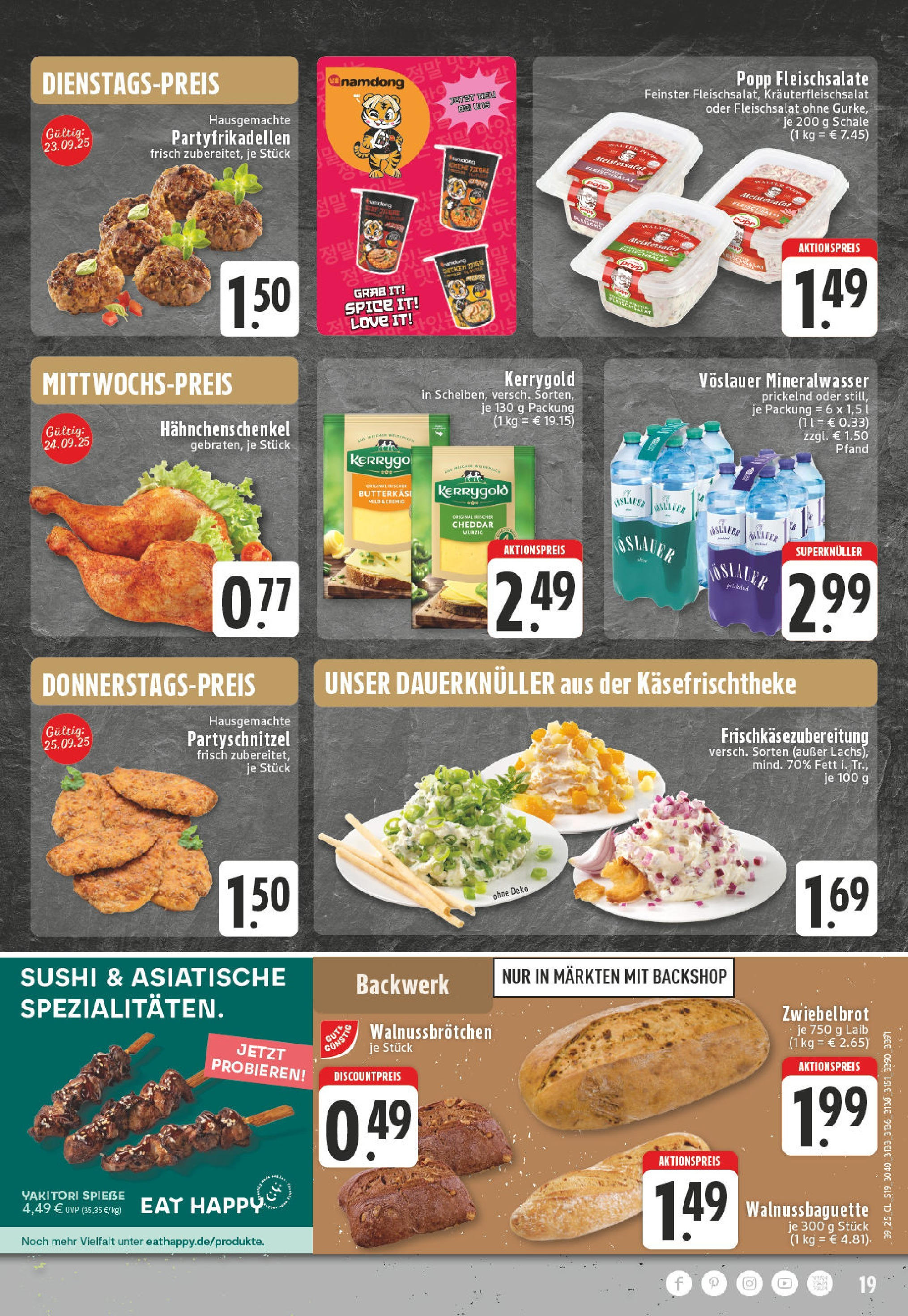 Edeka prospekt Kevelaer	 (ab 21.09.2025) » Angebote Online | Seite: 19 | Produkte: Hahnchenschenkel, Baguette, Schnitzel, Mineralwasser