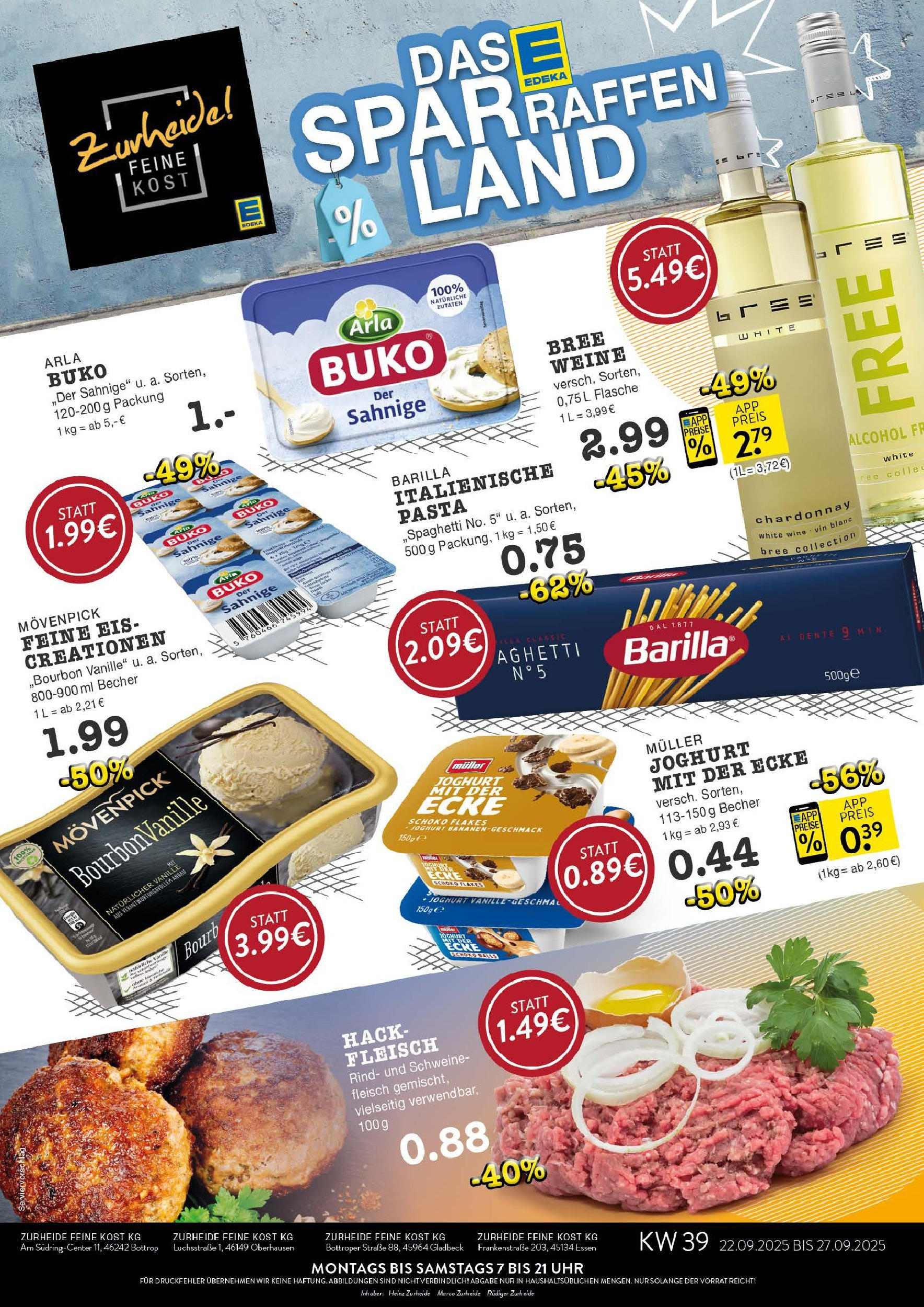 Edeka prospekt Oberhausen	 (ab 12.09.2025) » Angebote Online | Seite: 1 | Produkte: Joghurt, Bree, Fleisch, Eis