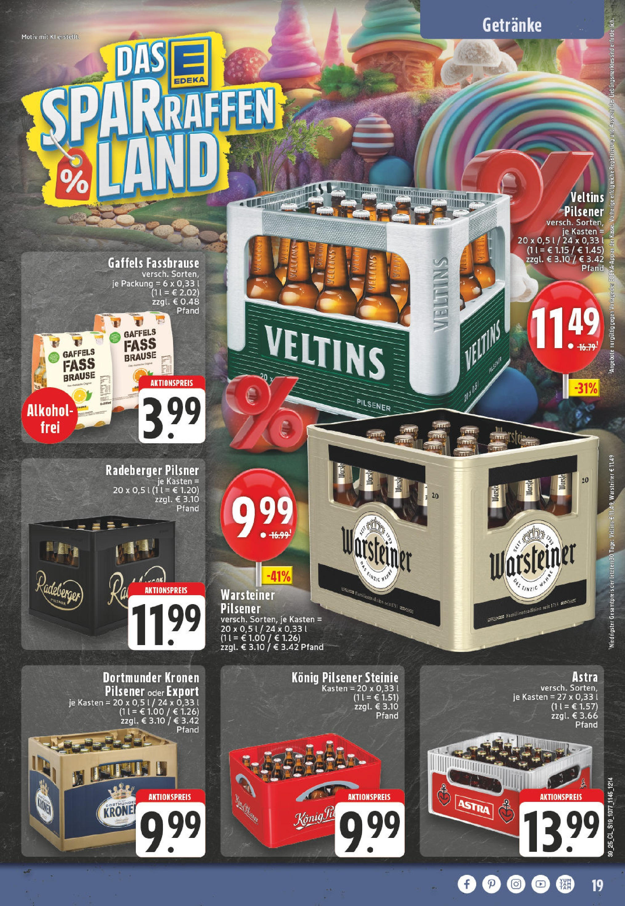 Edeka prospekt Herne	 (ab 21.09.2025) » Angebote Online | Seite: 19 | Produkte: Konig pilsener, Astra, Fassbrause, Radeberger pilsner