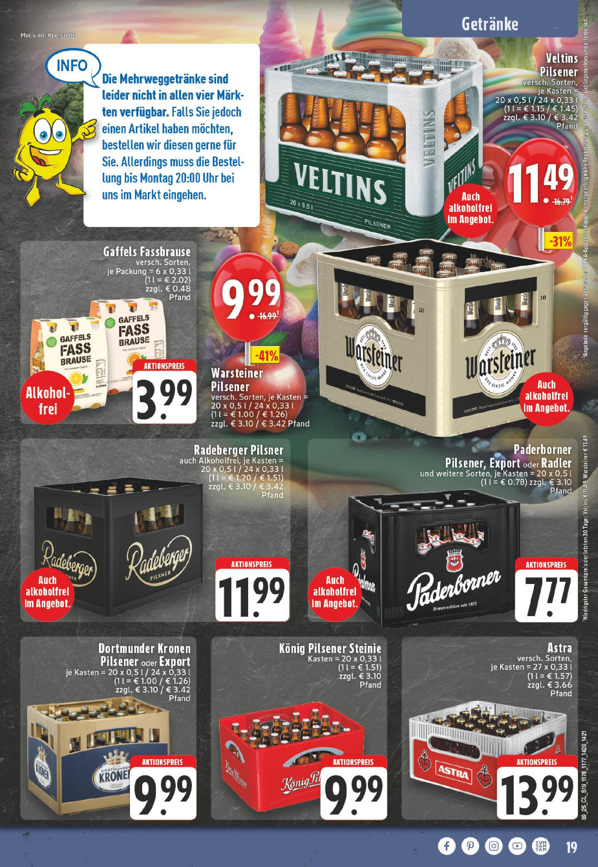 Edeka prospekt Werl	 (ab 21.09.2025) » Angebote Online | Seite: 19 | Produkte: Konig pilsener, Radler, Fassbrause, Radeberger pilsner