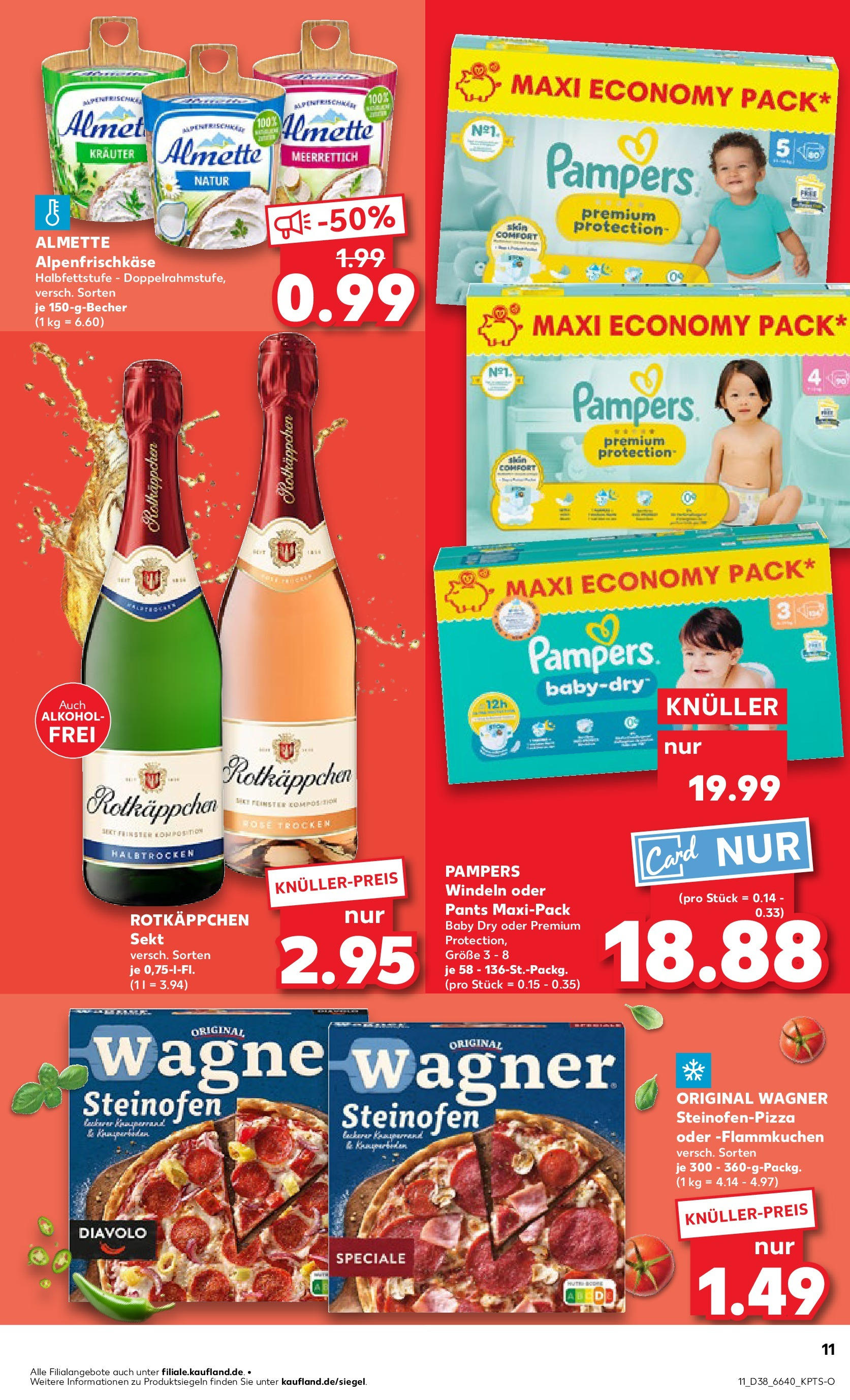Prospekt Kaufland ab 21.09.2025 » Angebote Online zum Blättern | Seite: 11 | Produkte: Almette, Sekt, Rotkäppchen, Pizza