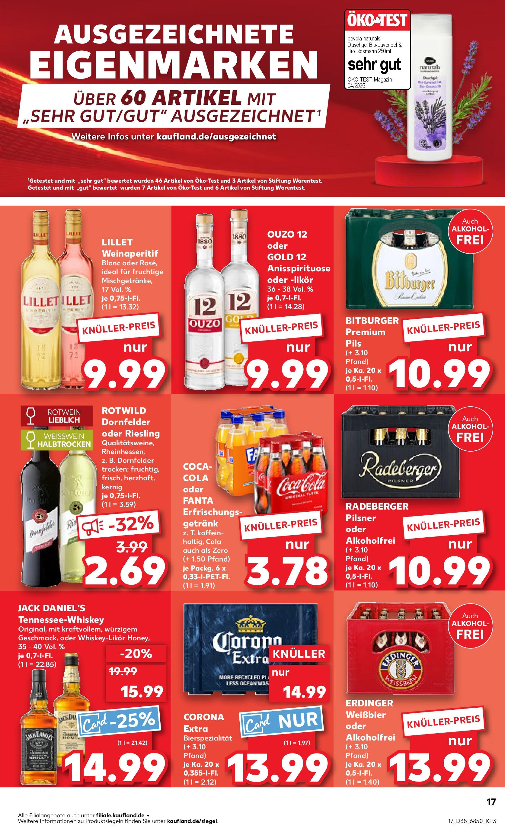 Prospekt Kaufland ab 21.09.2025 » Angebote Online zum Blättern | Seite: 17 | Produkte: Weißwein, Jack Daniel's, Duschgel, Whiskey