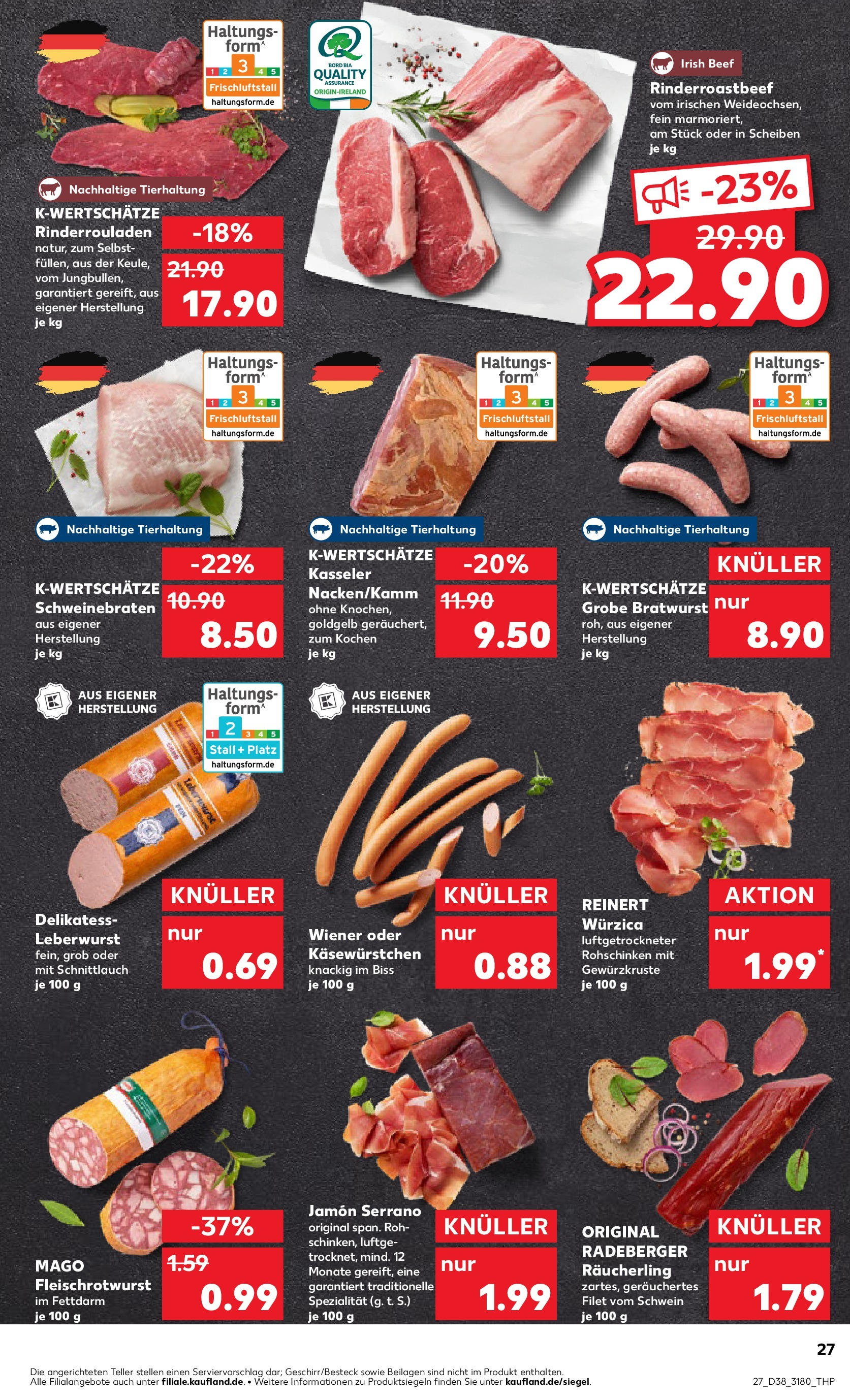 Prospekt Kaufland ab 21.09.2025 » Angebote Online zum Blättern | Seite: 27 | Produkte: Rinderrouladen, Bratwurst