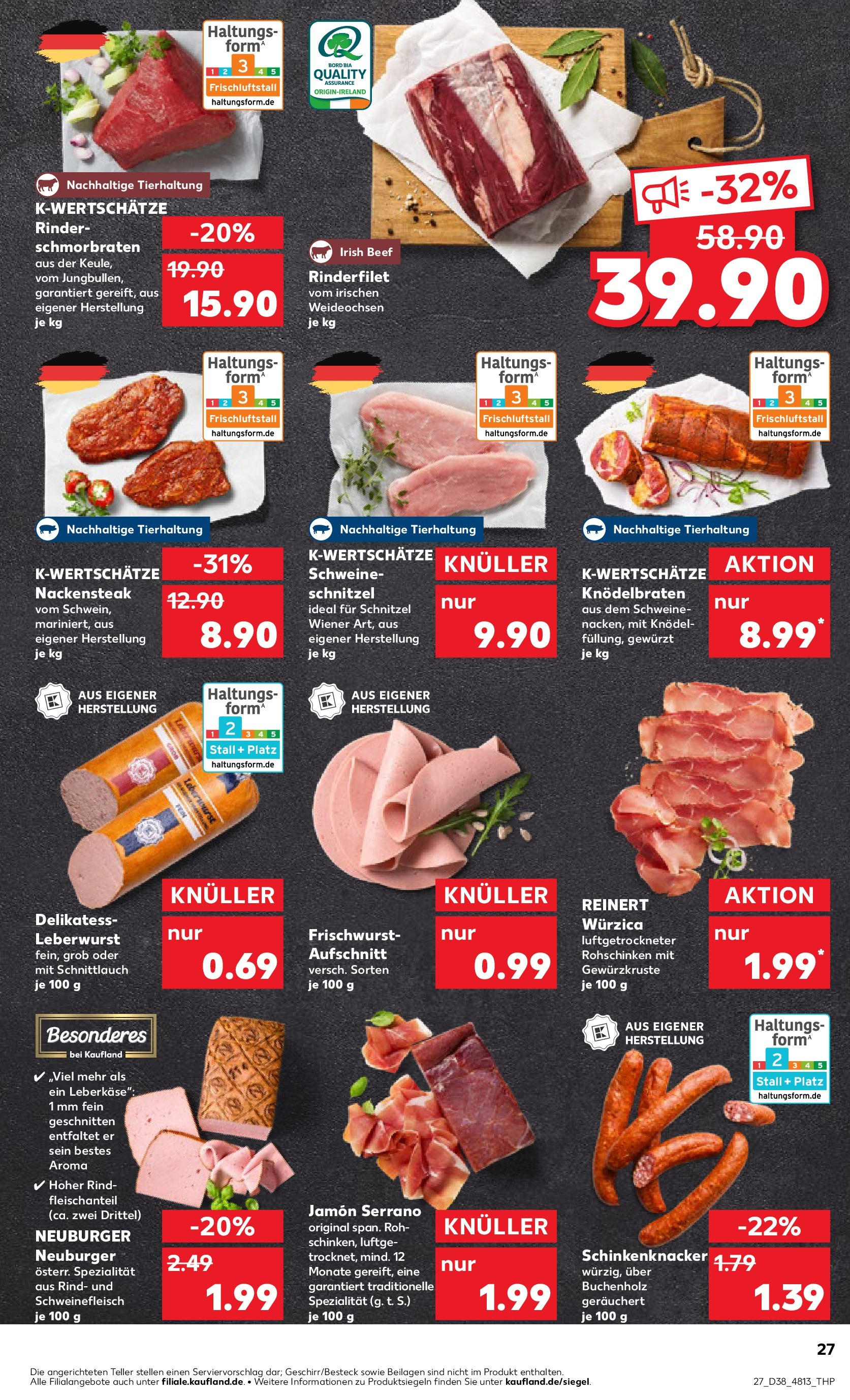 Prospekt Kaufland ab 21.09.2025 » Angebote Online zum Blättern | Seite: 27 | Produkte: Schnitzel, Schweinefleisch, Steak, Leberkase