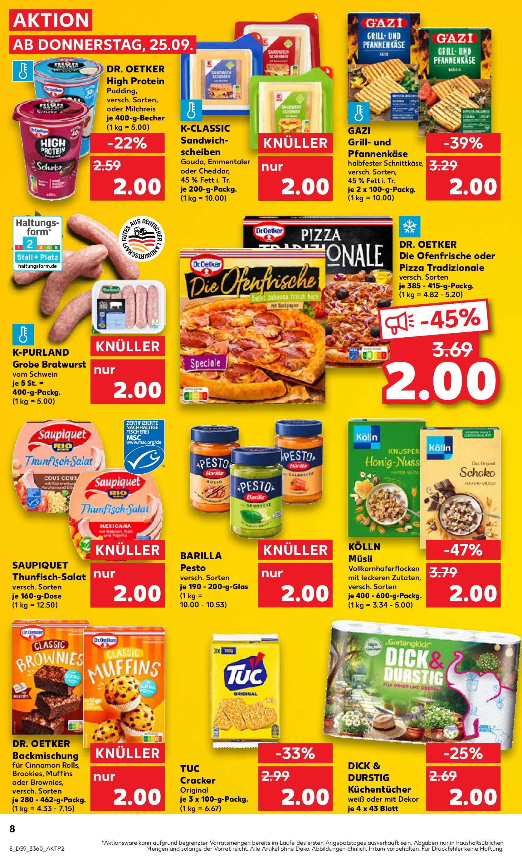 Prospekt Kaufland ab 24.09.2025 » Angebote Online zum Blättern | Seite: 8 | Produkte: Musli, Barilla, Pizza, Salat