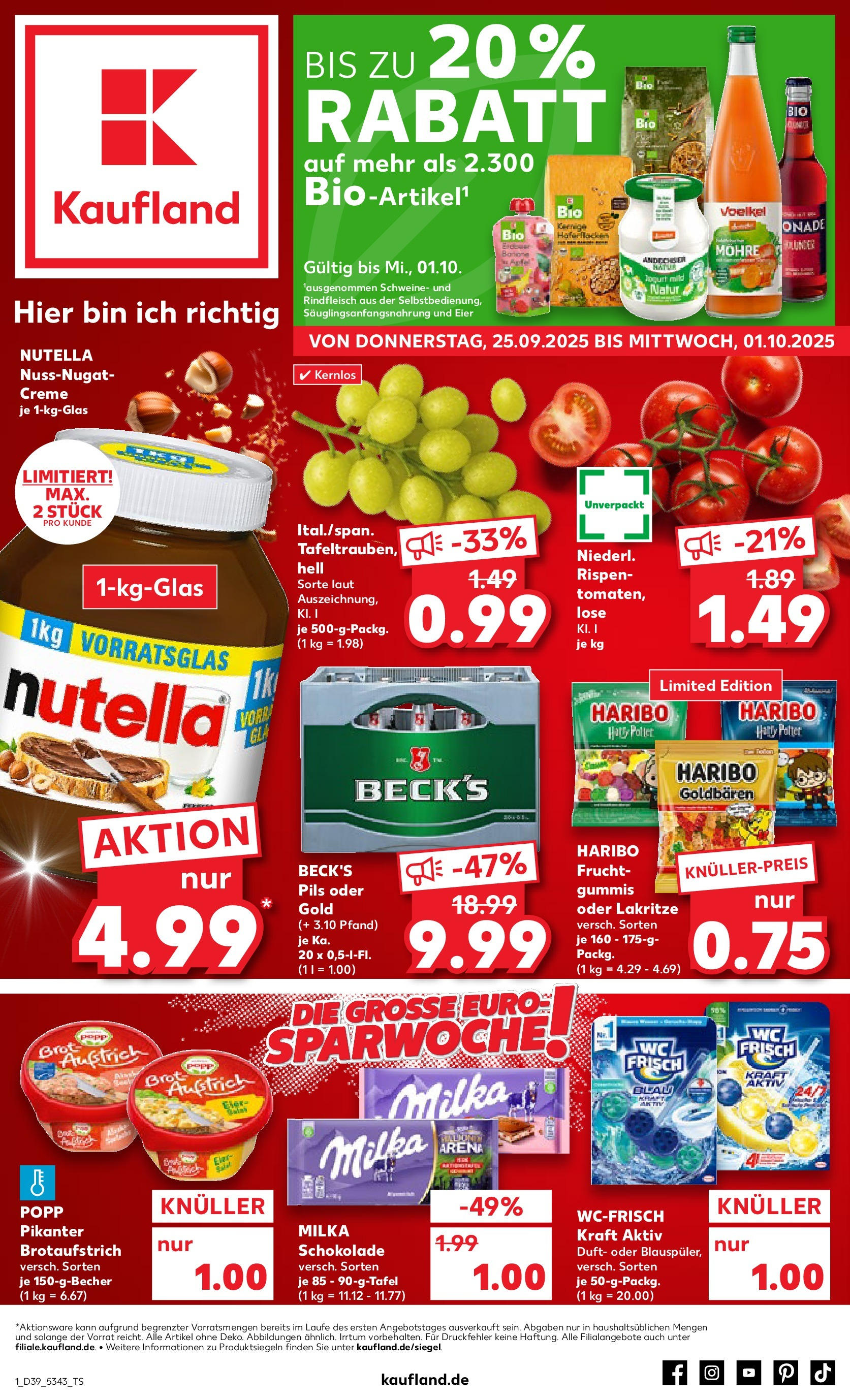 Prospekt Kaufland ab 24.09.2025 » Angebote Online zum Blättern | Seite: 1 | Produkte: Eier, Pils, Duft, Brot