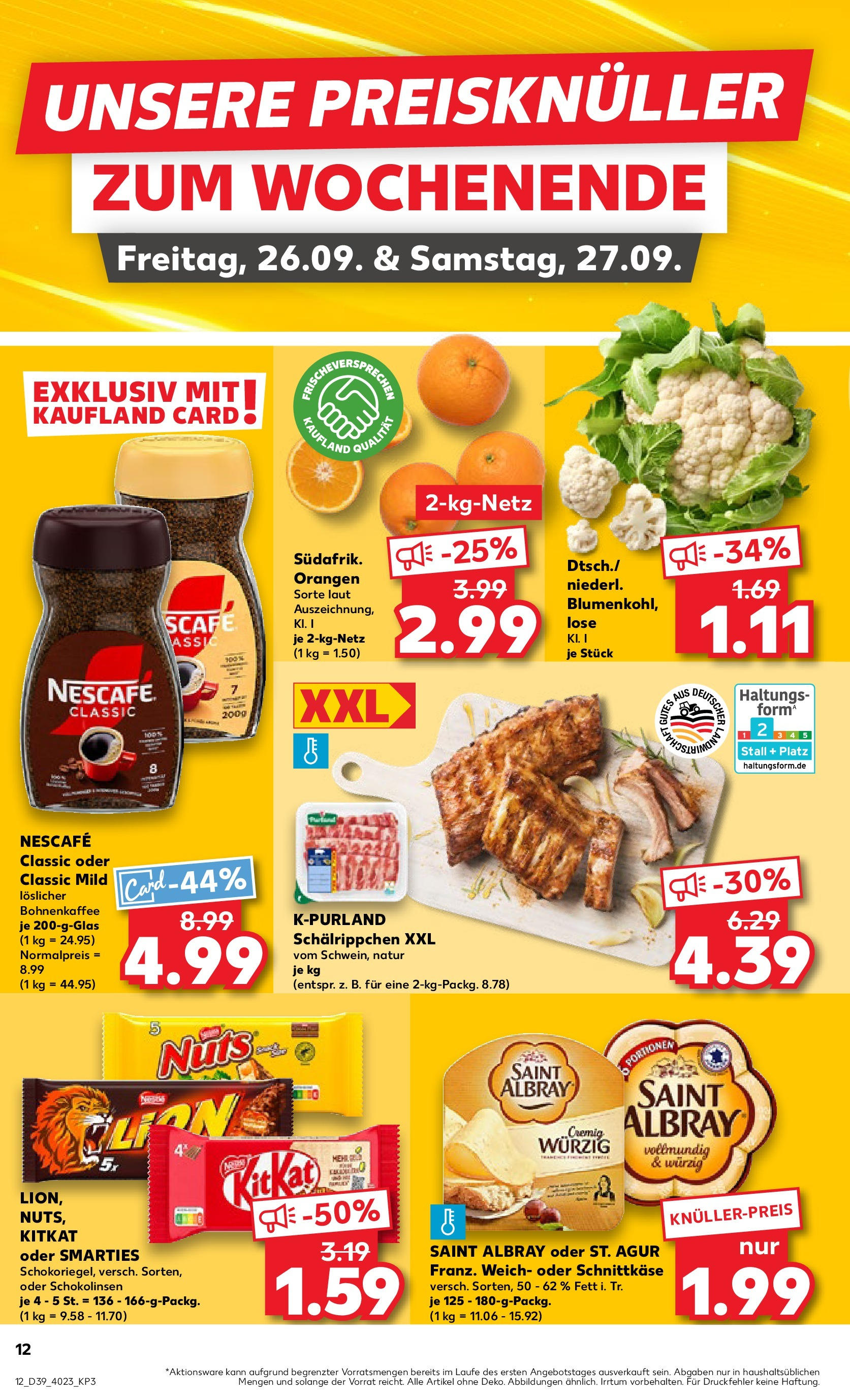 Prospekt Kaufland ab 24.09.2025 » Angebote Online zum Blättern | Seite: 12 | Produkte: Nescafe, Smarties, Orangen, Nescafe classic