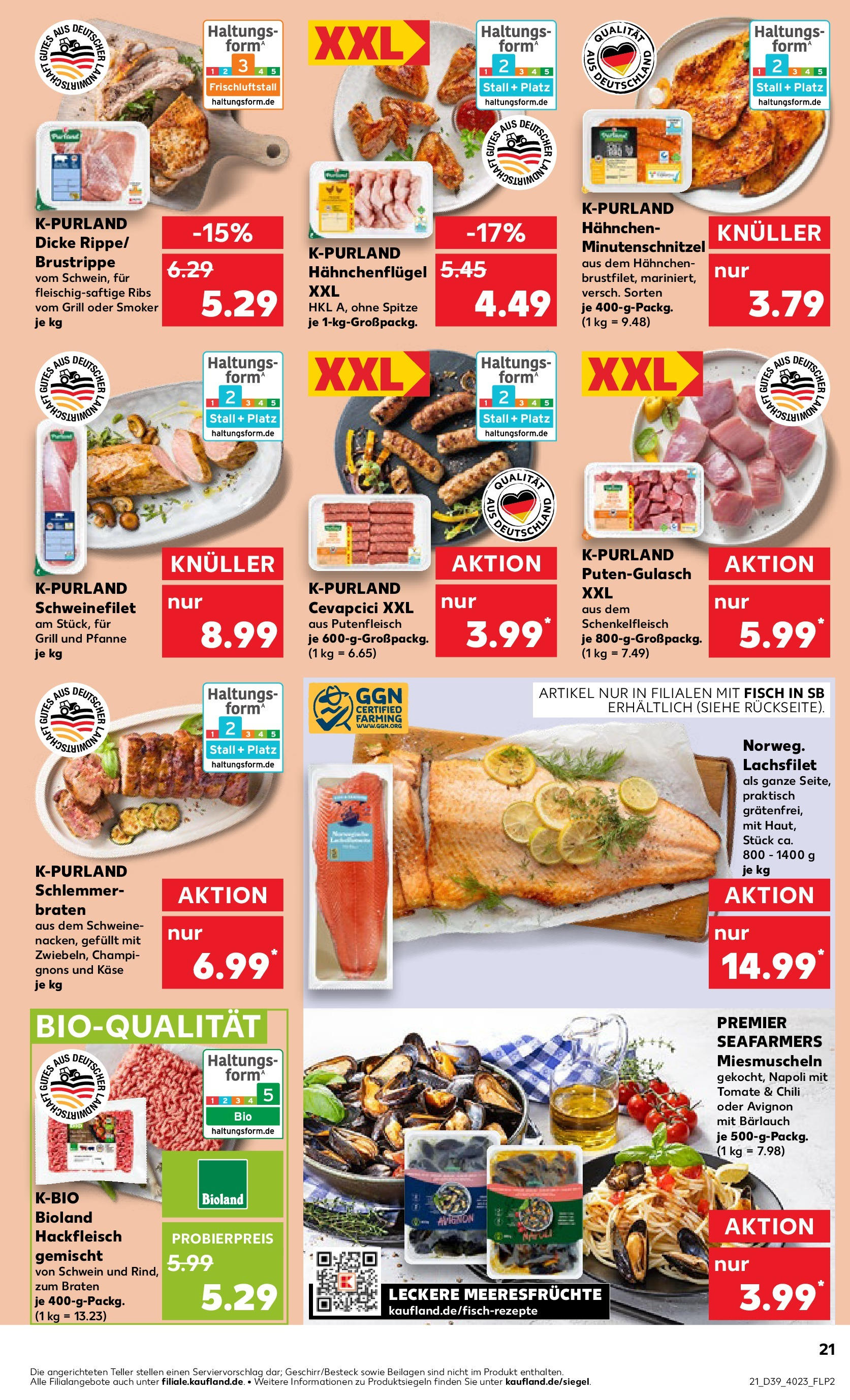 Prospekt Kaufland ab 24.09.2025 » Angebote Online zum Blättern | Seite: 21 | Produkte: Hahnchen, Käse, Cevapcici, Champignons