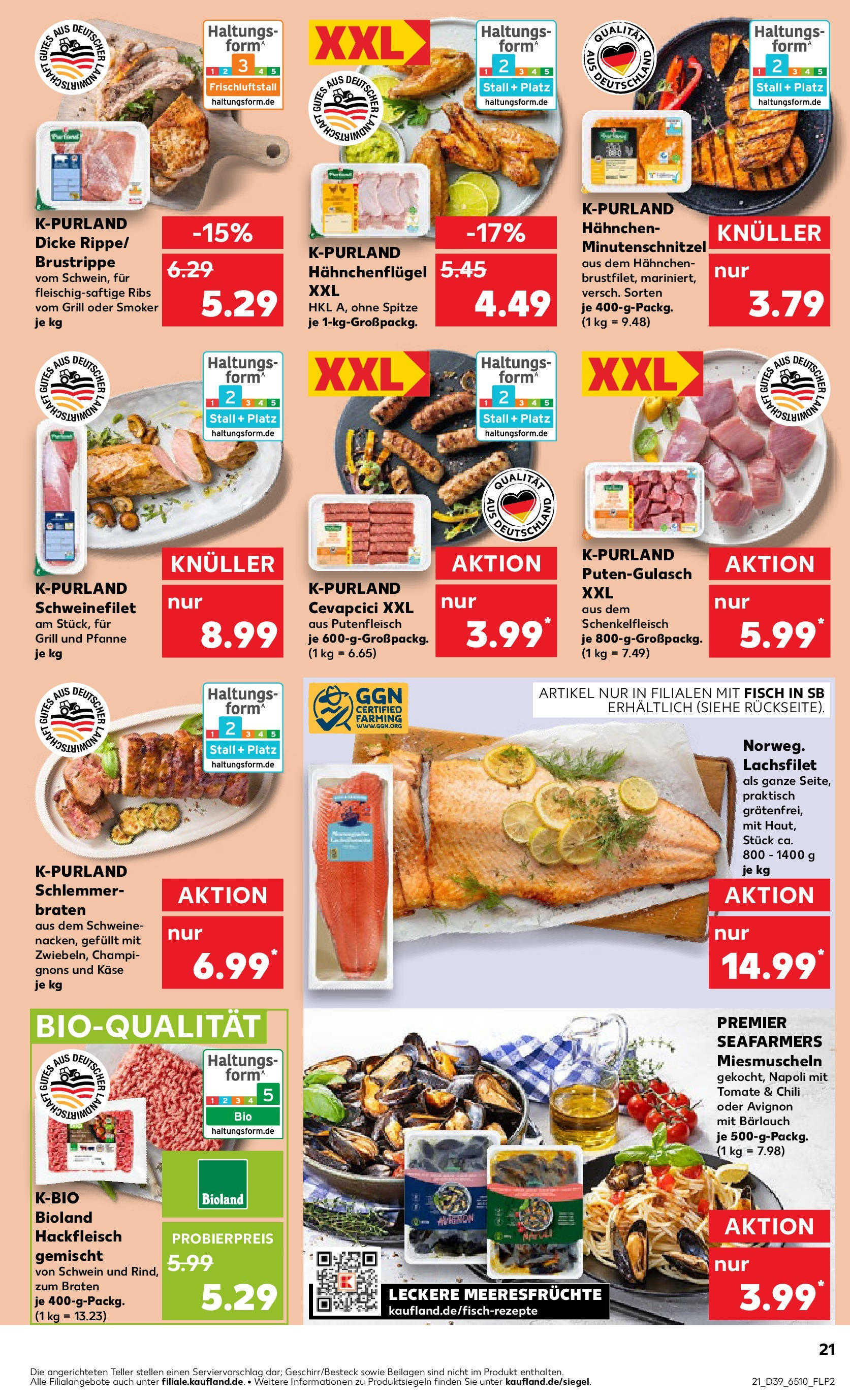 Prospekt Kaufland ab 25.09.2025 » Angebote Online zum Blättern | Seite: 21 | Produkte: Hahnchen, Fisch, Chili, Hackfleisch