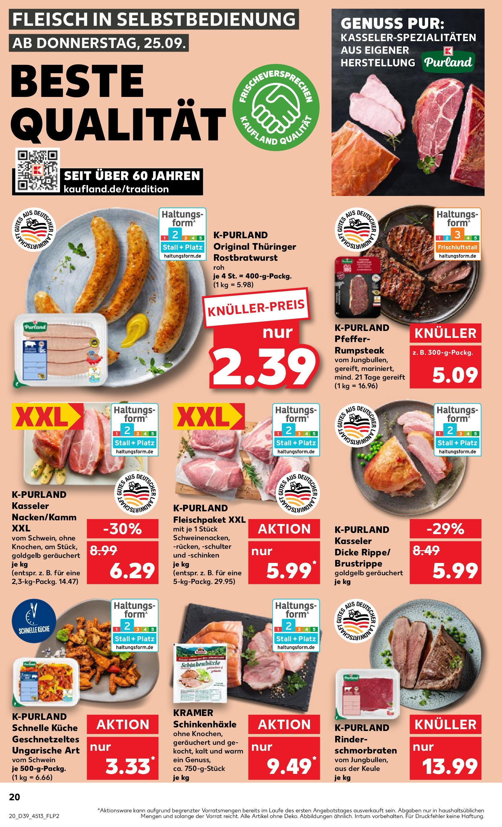 Prospekt Kaufland ab 25.09.2025 » Angebote Online zum Blättern | Seite: 20 | Produkte: Küche, Pfeffer, Schinken, Fleisch