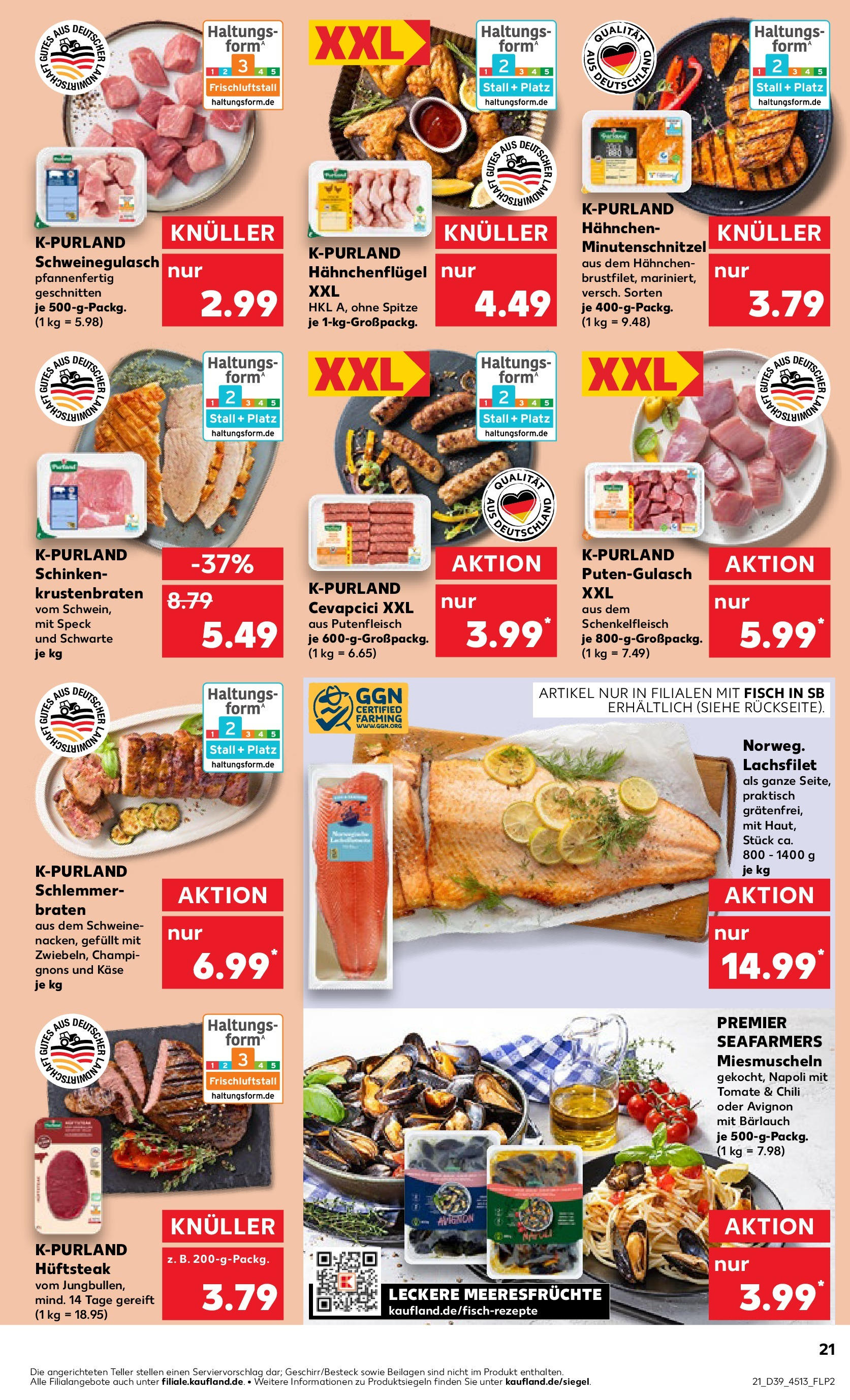 Prospekt Kaufland ab 25.09.2025 » Angebote Online zum Blättern | Seite: 21 | Produkte: Käse, Fisch, Meeresfrüchte, Schinken
