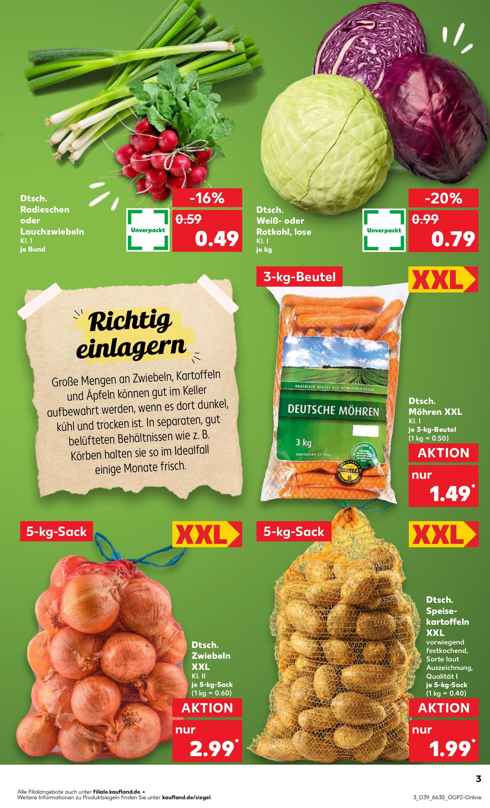 Prospekt Kaufland ab 24.09.2025 » Angebote Online zum Blättern | Seite: 3 | Produkte: Mohren, Kartoffeln, Zwiebeln