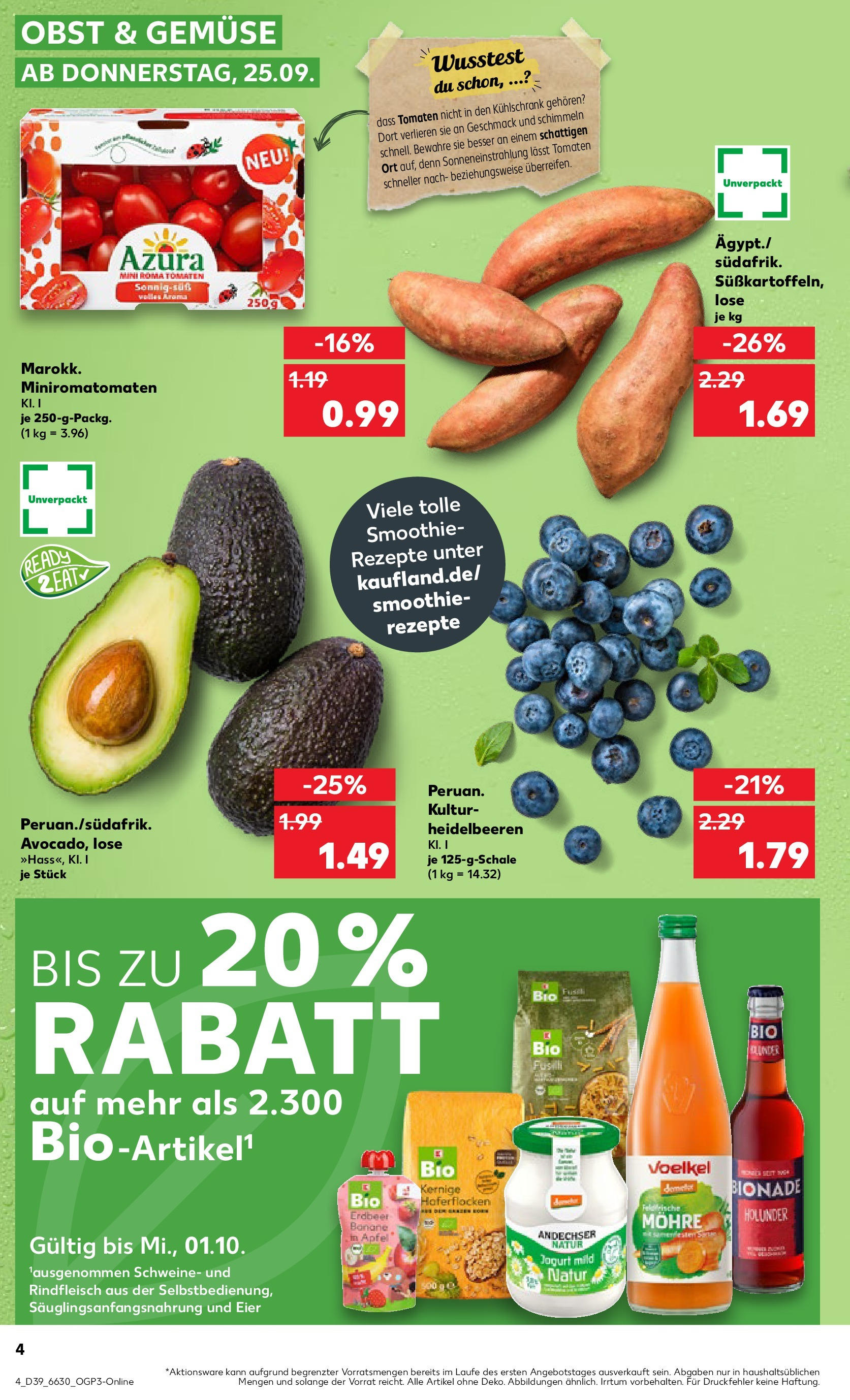 Prospekt Kaufland ab 24.09.2025 » Angebote Online zum Blättern | Seite: 4 | Produkte: Äpfel, Bionade, Heidelbeeren, Obst