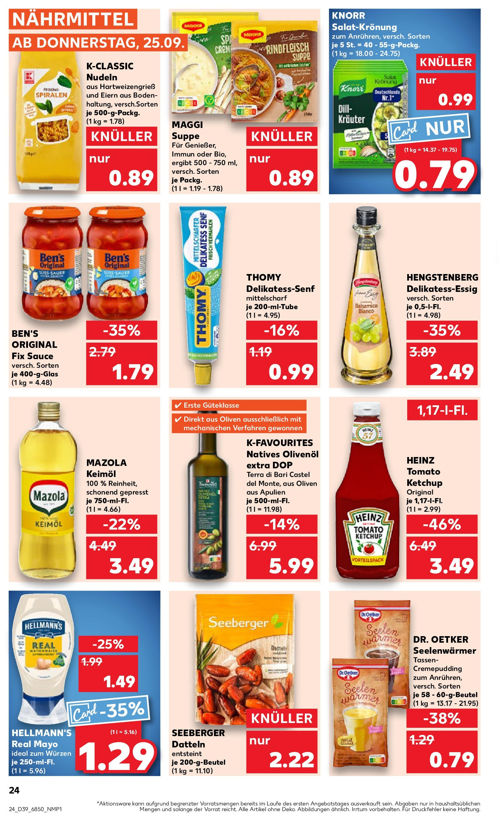 Prospekt Kaufland ab 24.09.2025 » Angebote Online zum Blättern | Seite: 24 | Produkte: Balsamico, Knorr, Pudding, Maggi suppe
