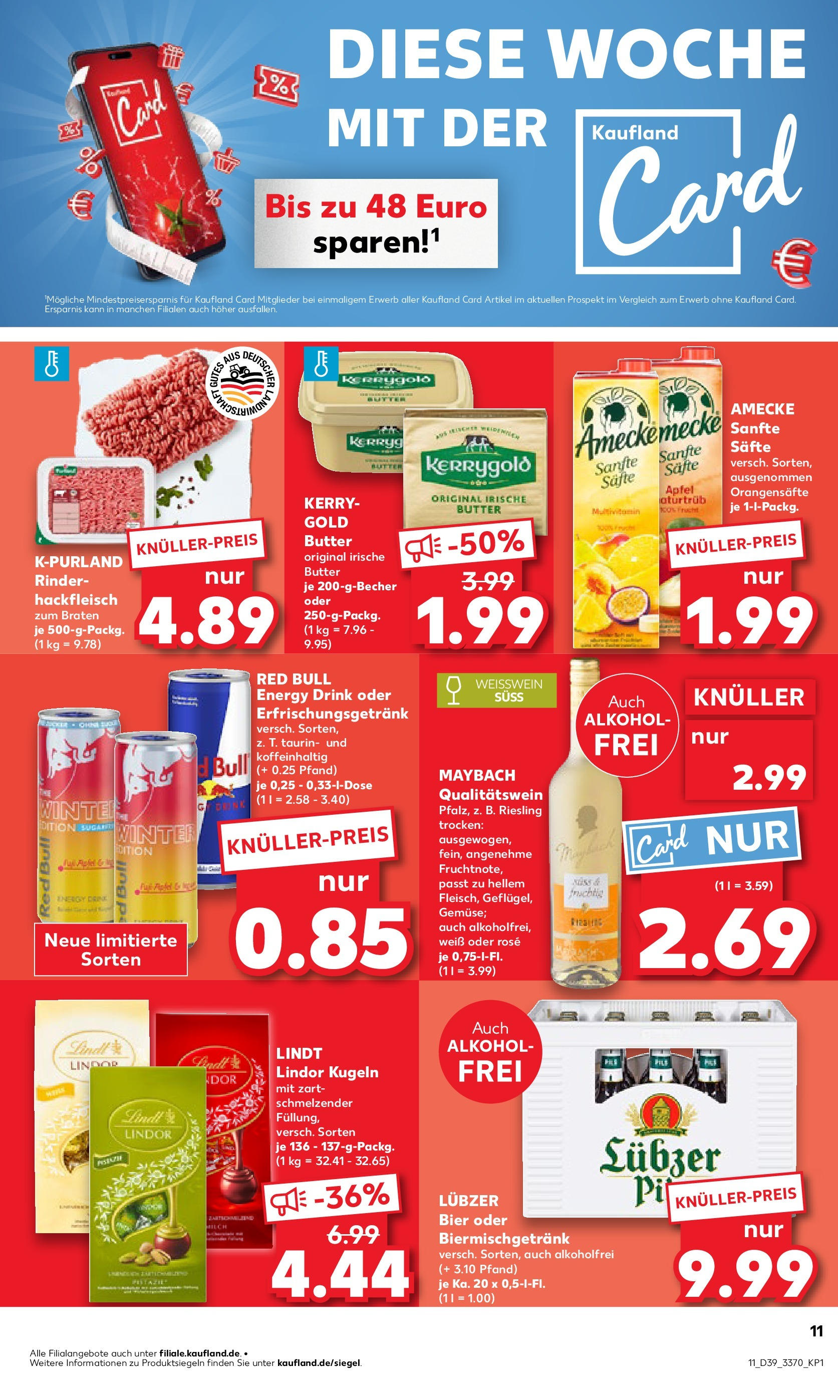 Prospekt Kaufland ab 25.09.2025 » Angebote Online zum Blättern | Seite: 11 | Produkte: Butter, Bier, Weißwein, Äpfel