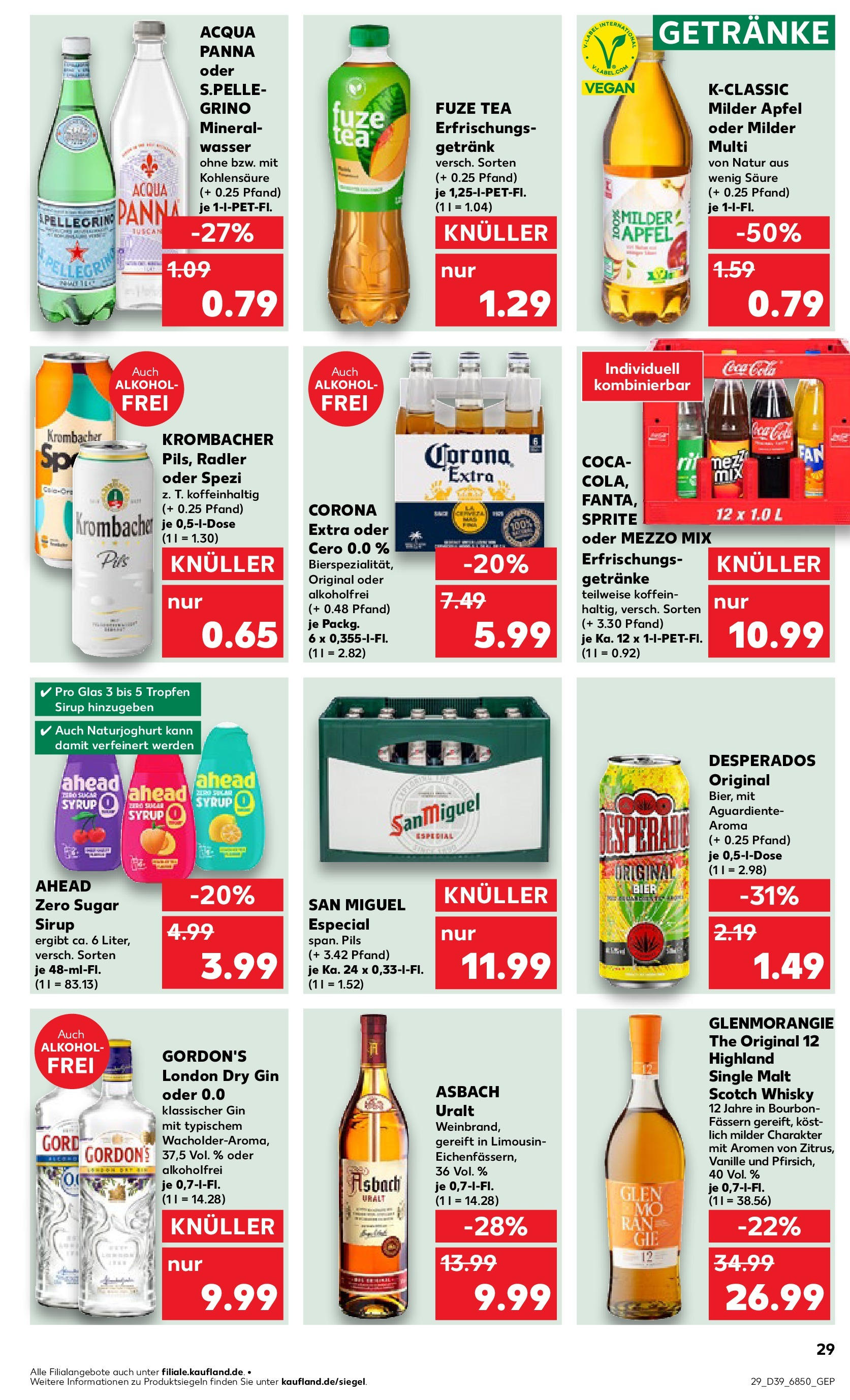 Prospekt Kaufland ab 24.09.2025 » Angebote Online zum Blättern | Seite: 29 | Produkte: Sprite, Äpfel, Oder mezzo mix, Asbach