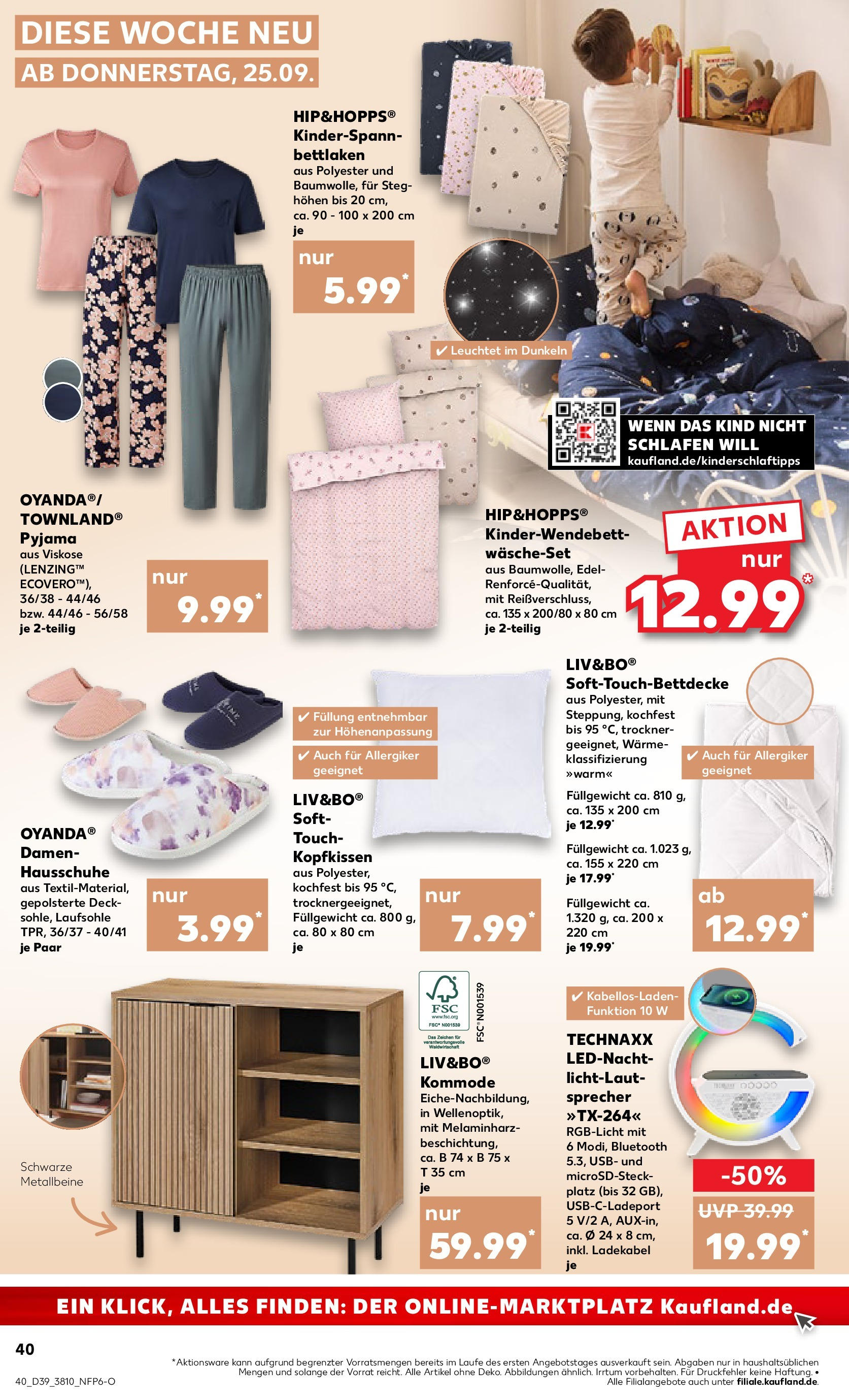 Prospekt Kaufland ab 24.09.2025 » Angebote Online zum Blättern | Seite: 40 | Produkte: USB, Kommode, Ladekabel, Hausschuhe