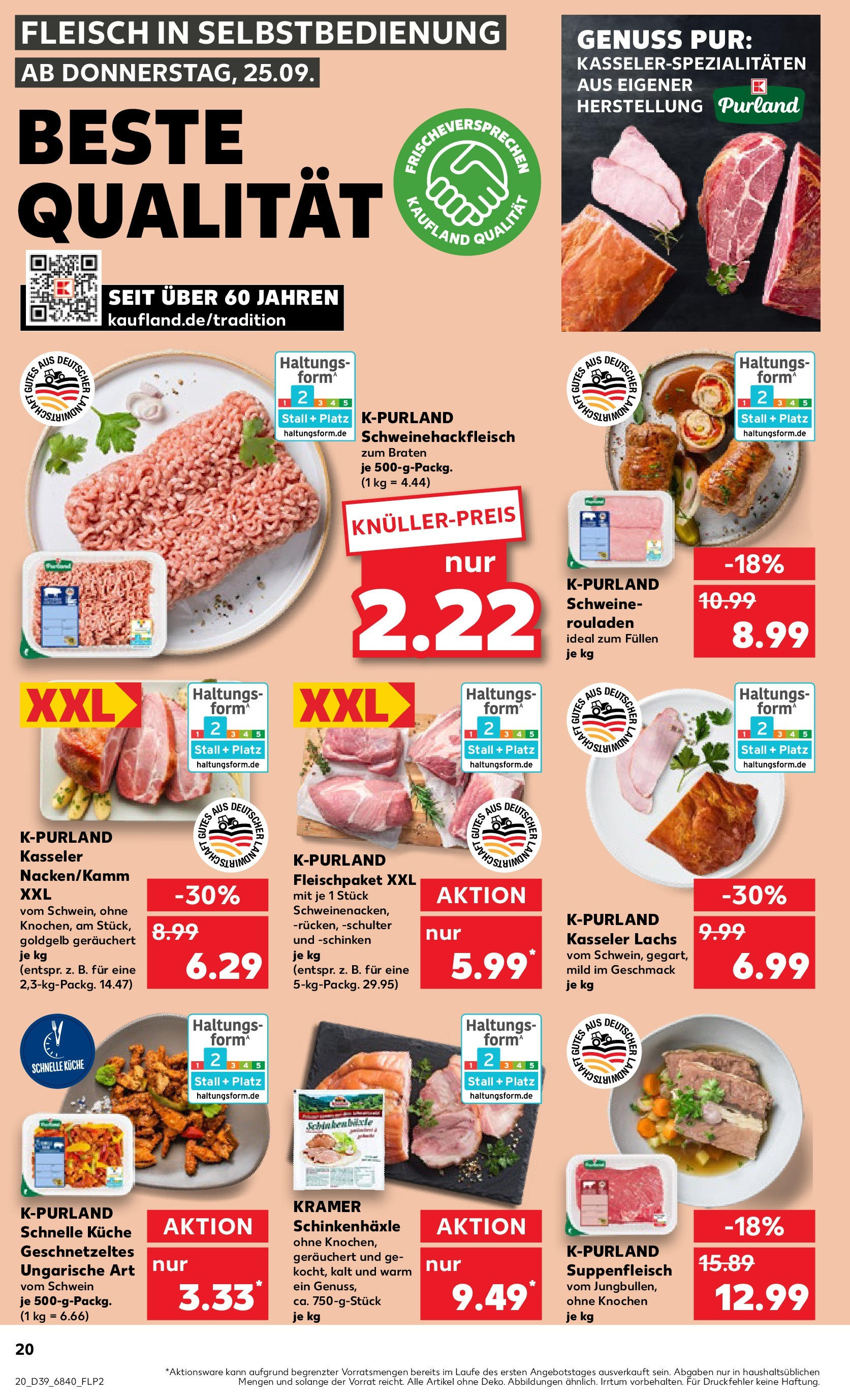 Prospekt Kaufland ab 24.09.2025 » Angebote Online zum Blättern | Seite: 20 | Produkte: Küche, Lachs, Suppenfleisch, Schinken