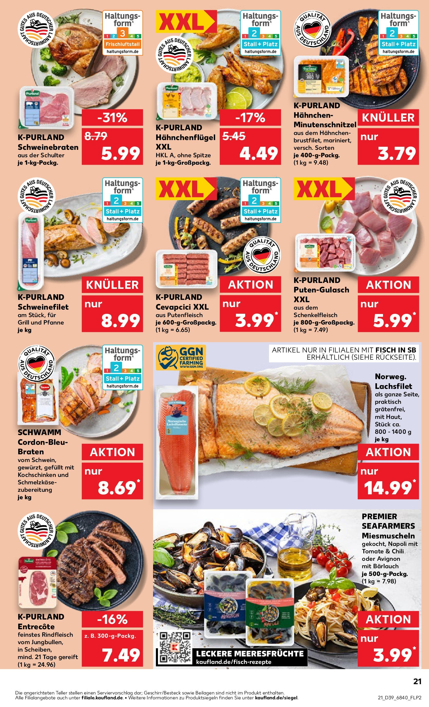 Prospekt Kaufland ab 24.09.2025 » Angebote Online zum Blättern | Seite: 21 | Produkte: Entrecote, Fisch, Chili, Rindfleisch