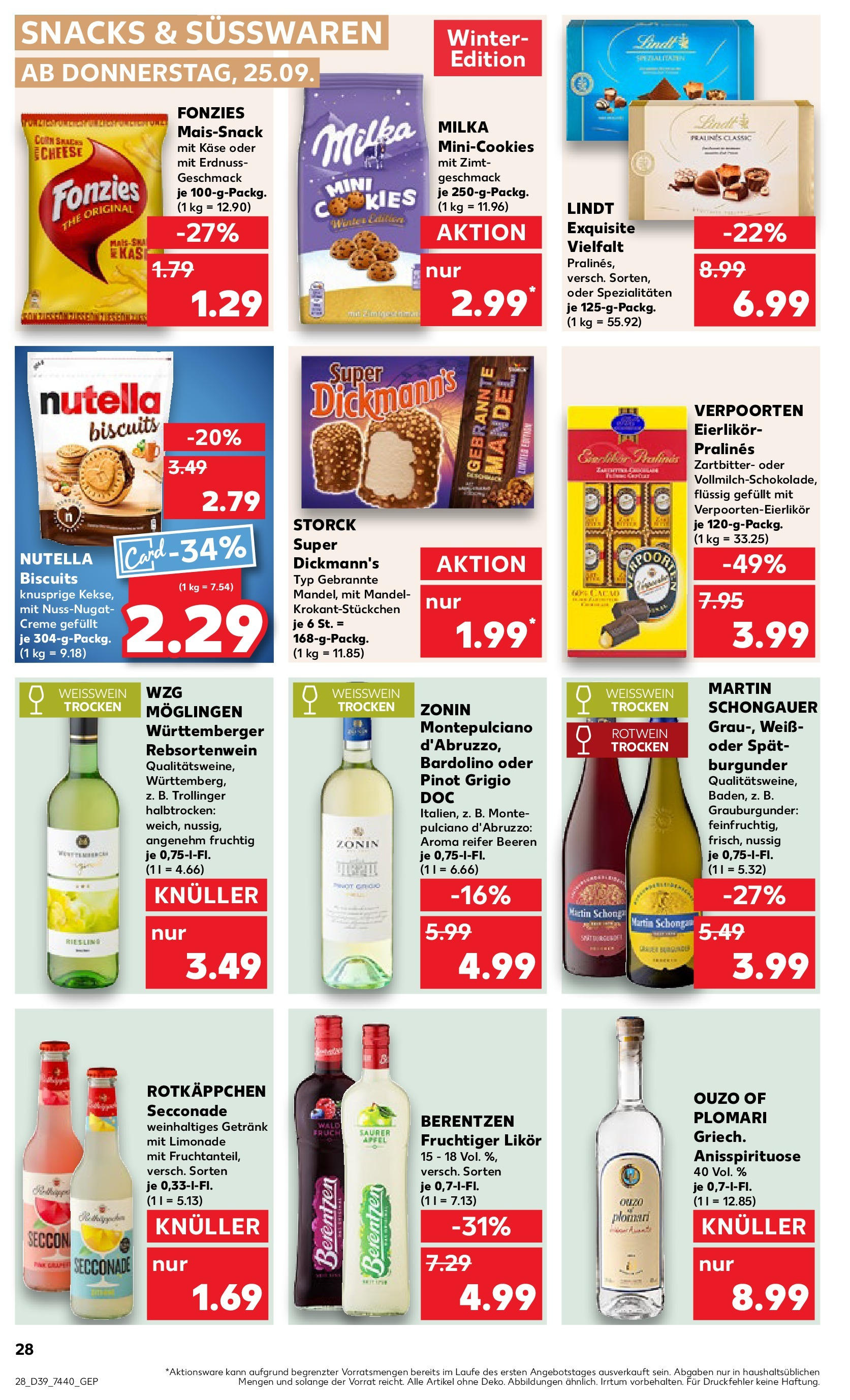 Prospekt Kaufland ab 24.09.2025 » Angebote Online zum Blättern | Seite: 28 | Produkte: Likör, Äpfel, Limonade, Lindt
