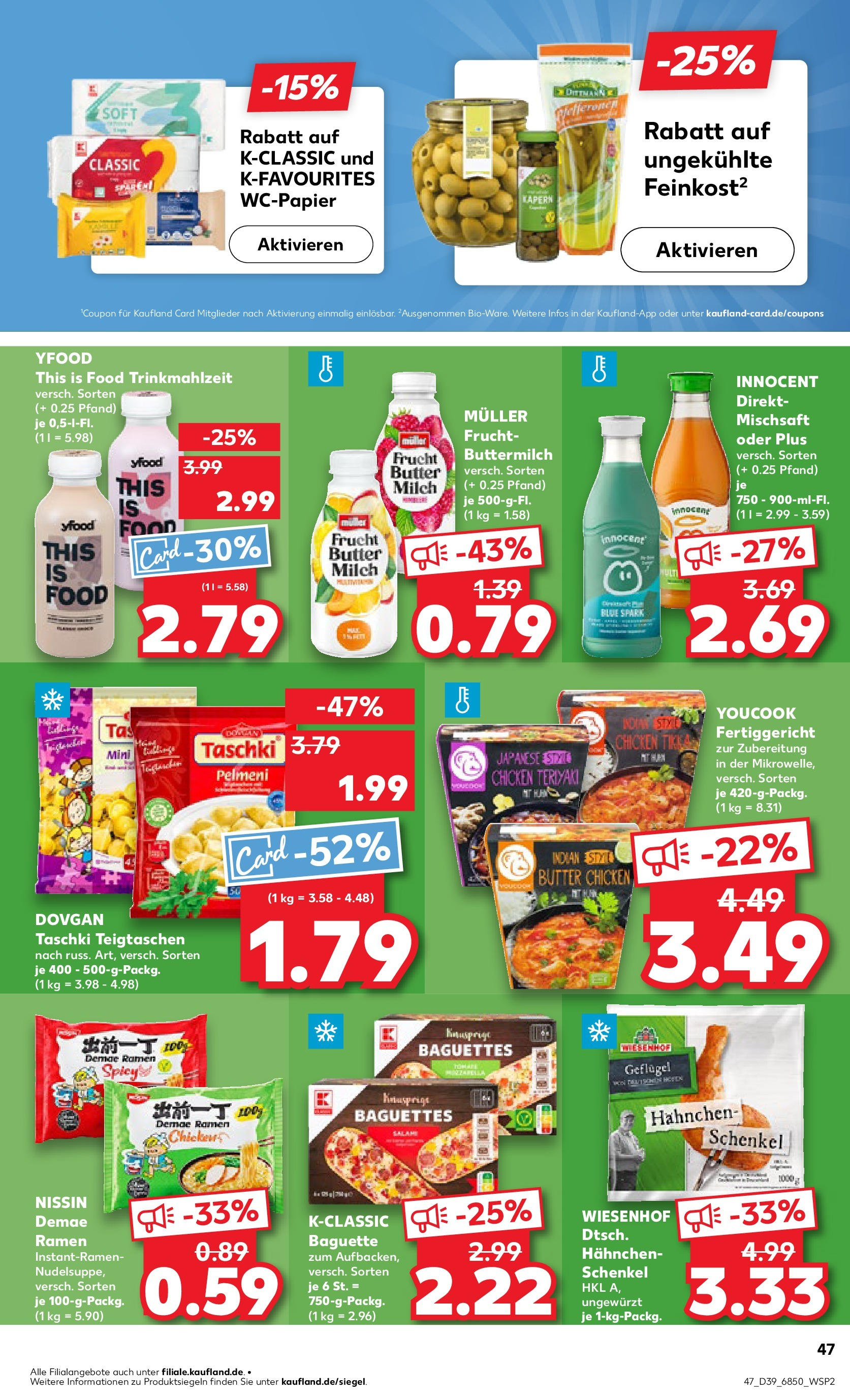 Prospekt Kaufland ab 24.09.2025 » Angebote Online zum Blättern | Seite: 47 | Produkte: Buttermilch, Youcook, Milch, YFood