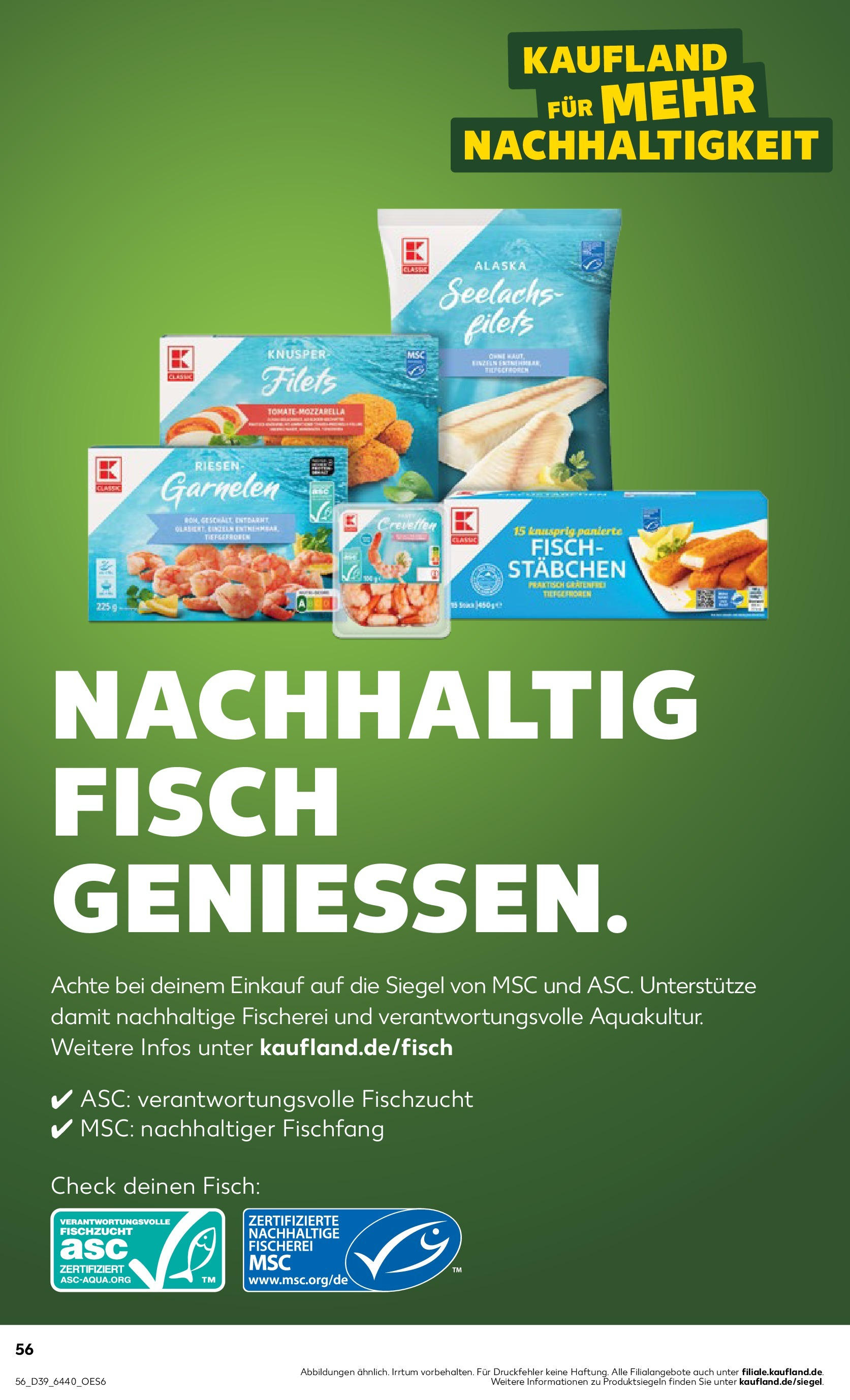 Prospekt Kaufland ab 24.09.2025 » Angebote Online zum Blättern | Seite: 56 | Produkte: Mozzarella, Garnelen, Fisch