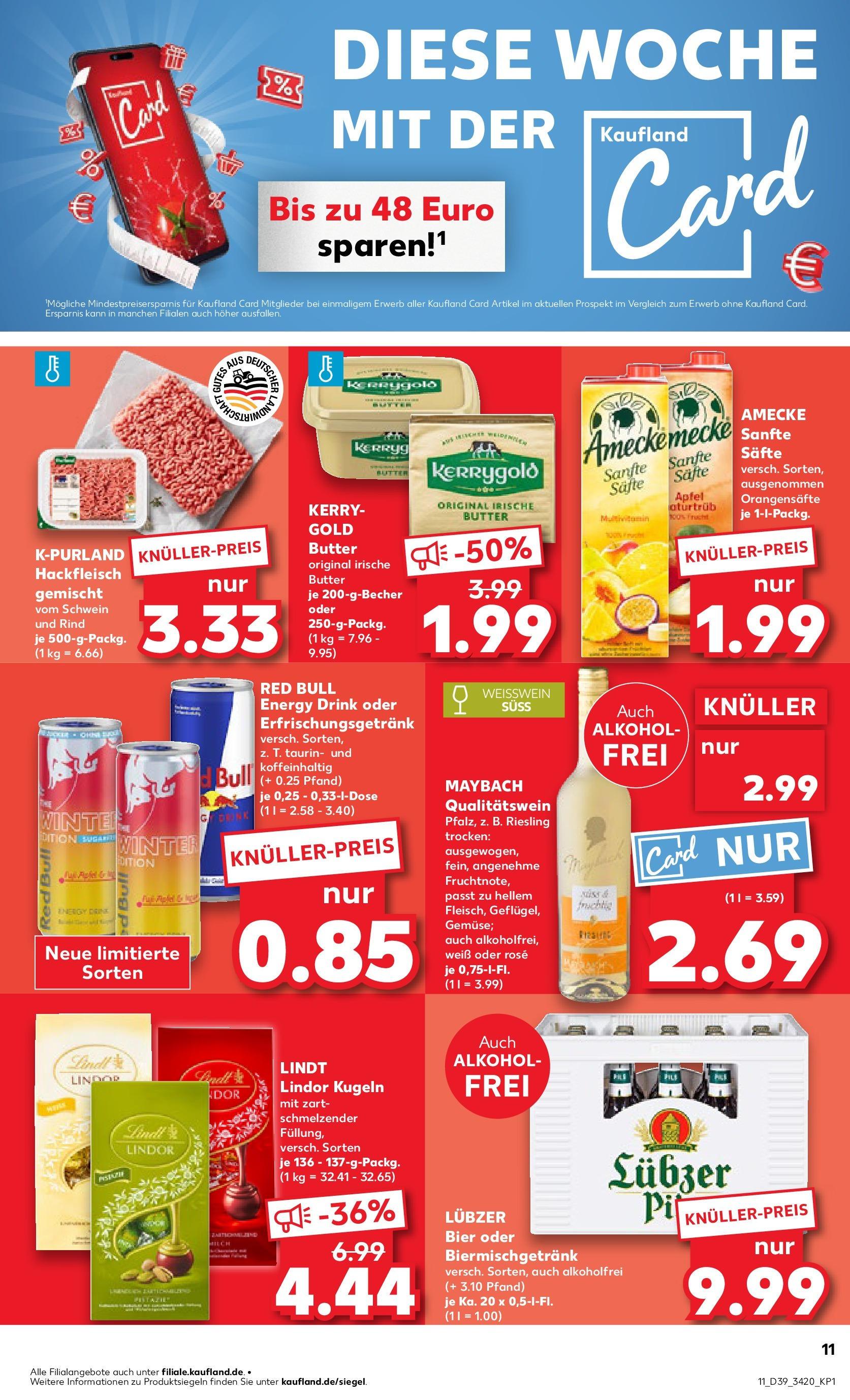 Prospekt Kaufland ab 24.09.2025 » Angebote Online zum Blättern | Seite: 11 | Produkte: Äpfel, Lindt, Lubzer, Hackfleisch