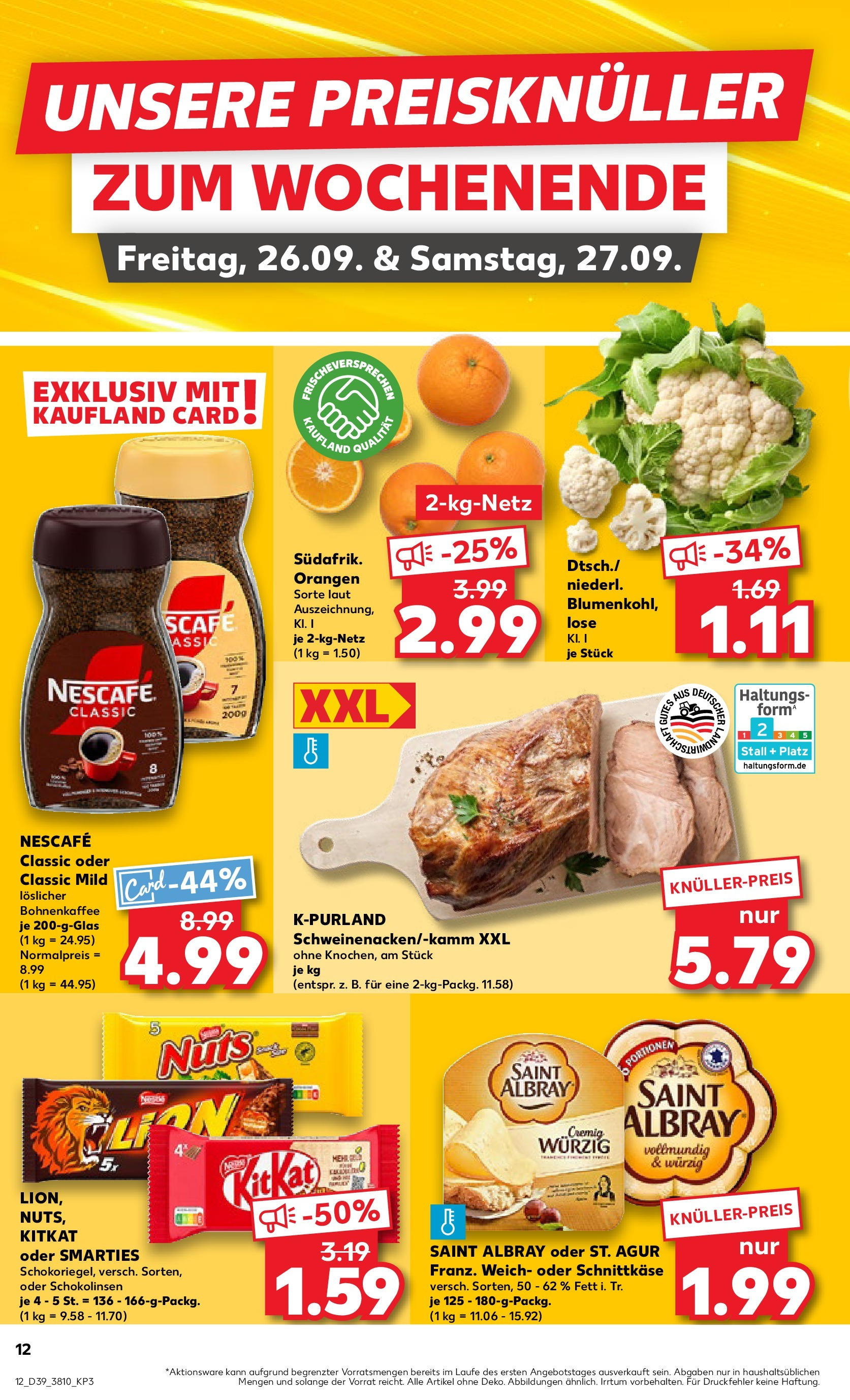 Prospekt Kaufland ab 25.09.2025 » Angebote Online zum Blättern | Seite: 12 | Produkte: Nescafe, Smarties, Orangen, Nescafe classic