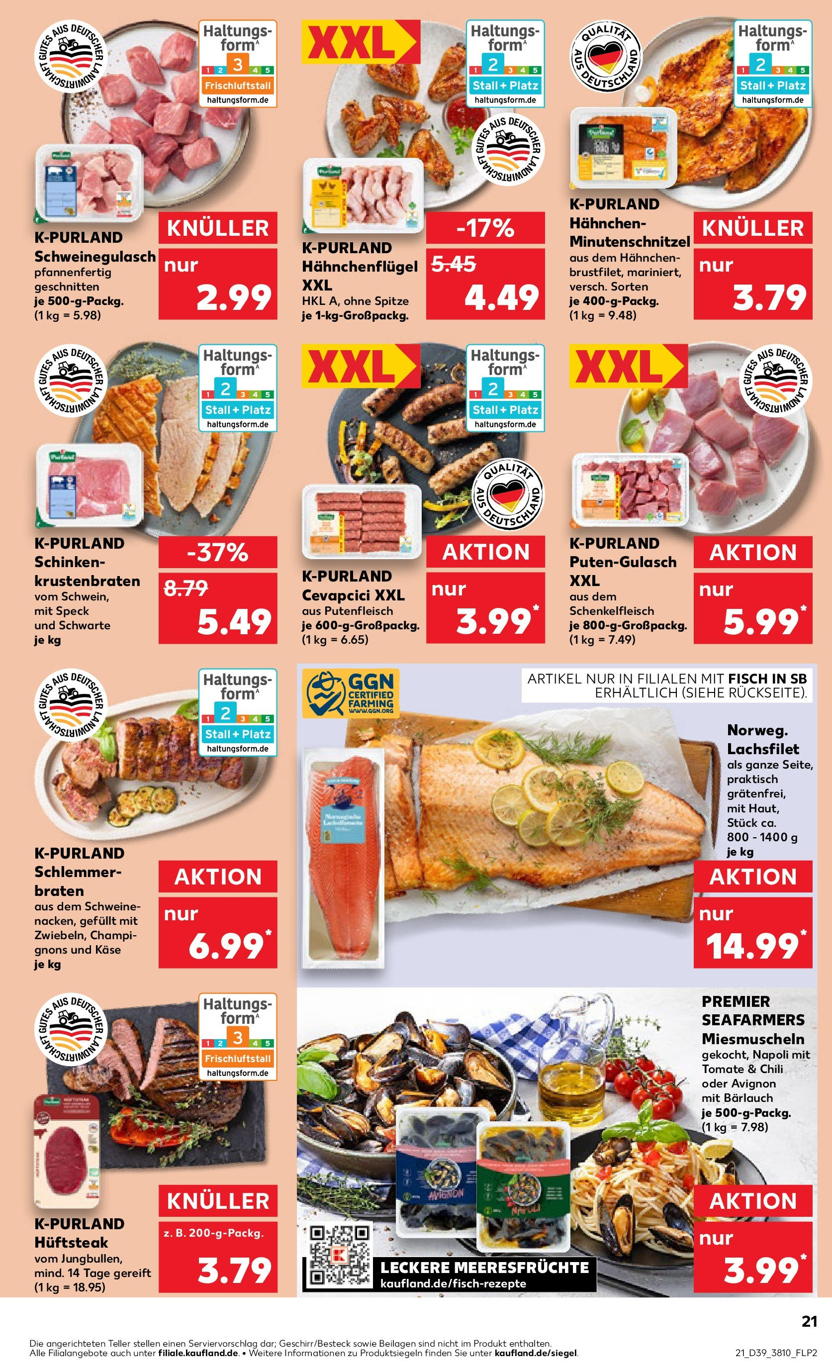 Prospekt Kaufland ab 25.09.2025 » Angebote Online zum Blättern | Seite: 21 | Produkte: Cevapcici, Meeresfrüchte, Chili, Steak