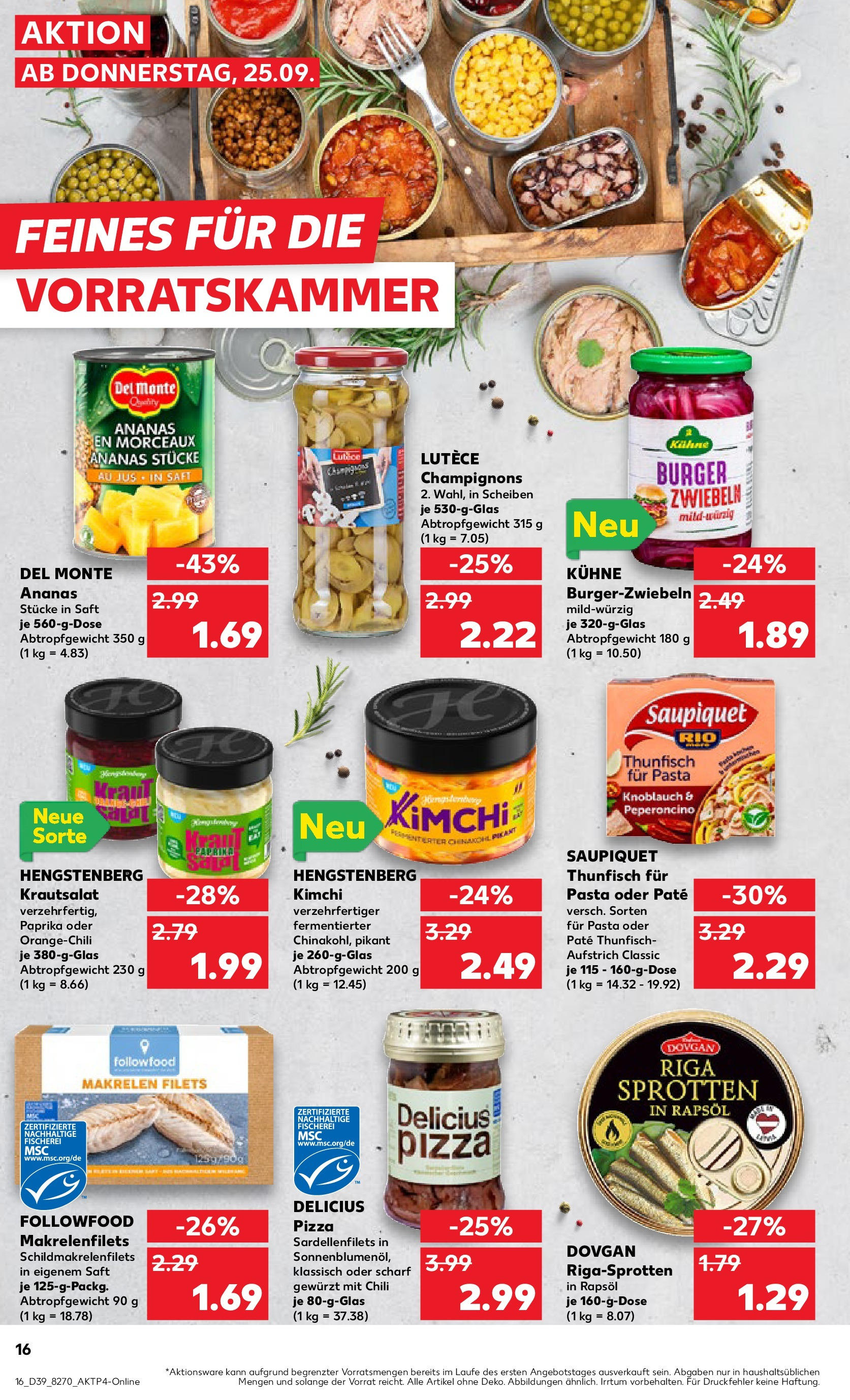 Prospekt Kaufland ab 24.09.2025 » Angebote Online zum Blättern | Seite: 16 | Produkte: Zwiebeln, Chili, Pasta, Pizza