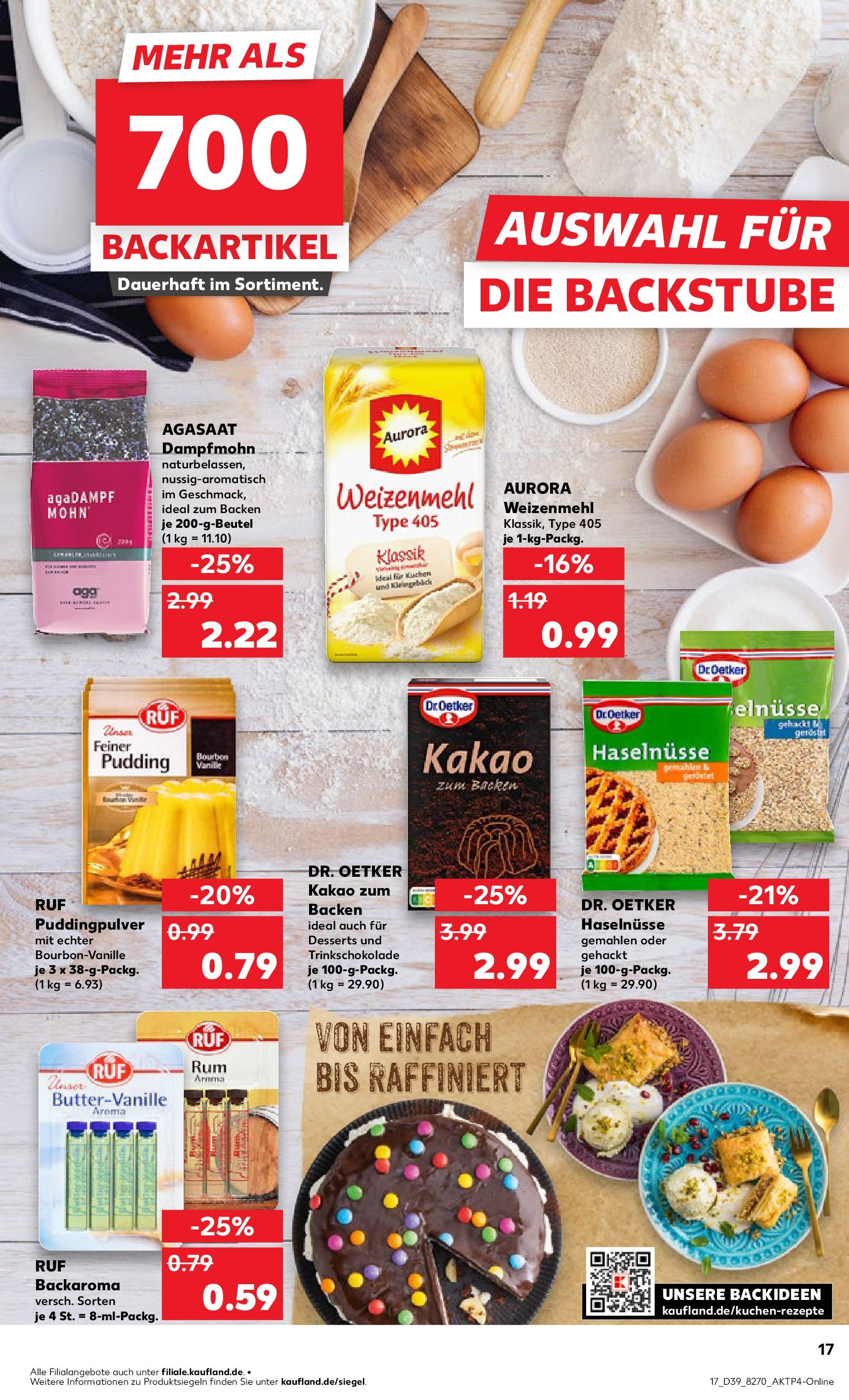 Prospekt Kaufland ab 24.09.2025 » Angebote Online zum Blättern | Seite: 17 | Produkte: Weizenmehl, Pudding, Bourbon, Kuchen