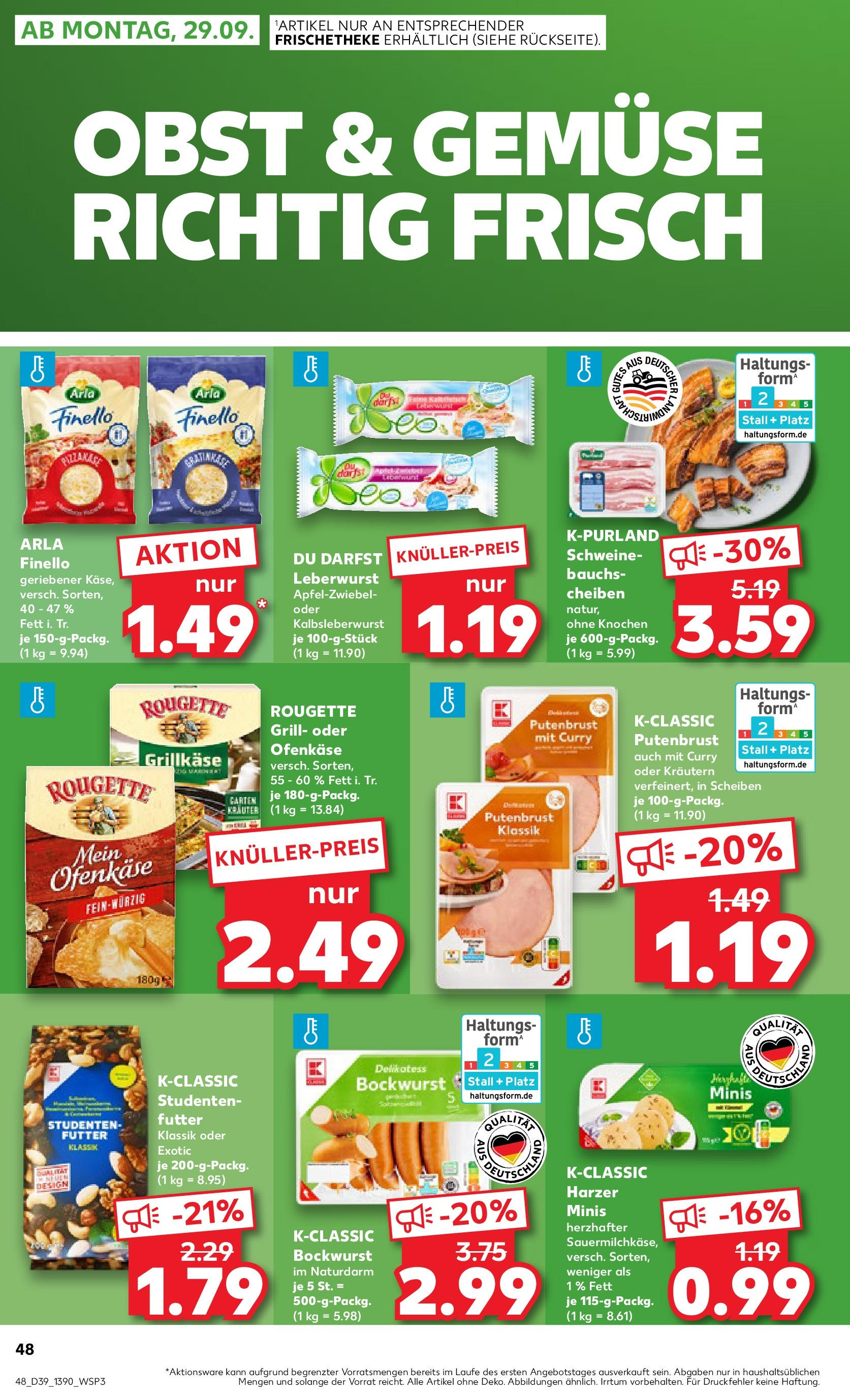 Prospekt Kaufland ab 24.09.2025 » Angebote Online zum Blättern | Seite: 48 | Produkte: Bockwurst, Grill, Gemüse, Obst