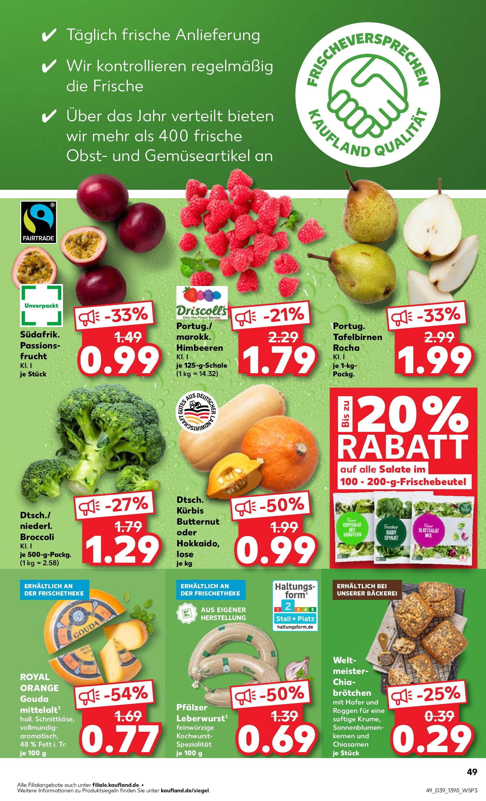 Prospekt Kaufland ab 24.09.2025 » Angebote Online zum Blättern | Seite: 49 | Produkte: Himbeeren, Gouda, Obst, Kürbis
