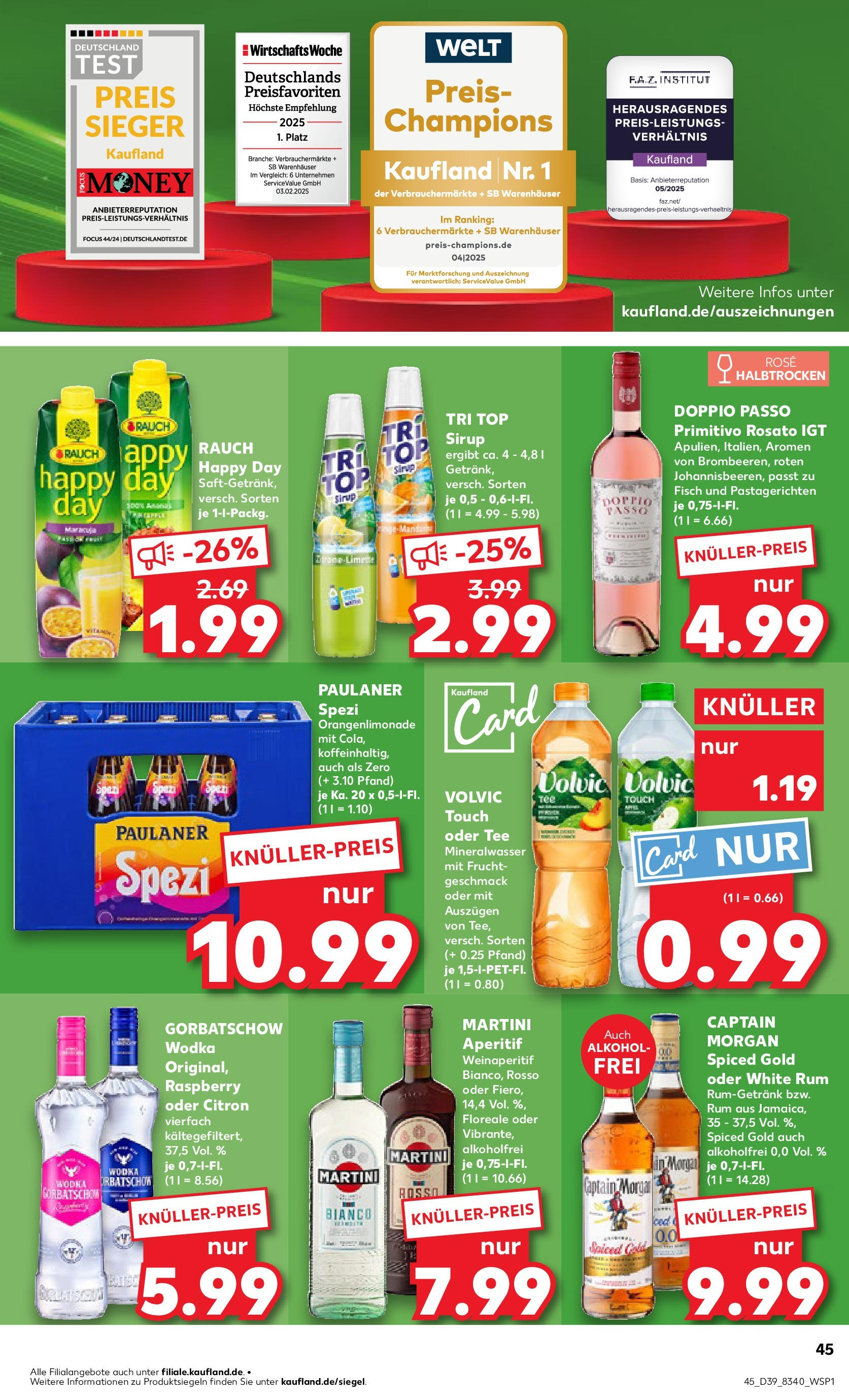 Prospekt Kaufland ab 25.09.2025 » Angebote Online zum Blättern | Seite: 45 | Produkte: Top, Rum, Volvic touch, Limette