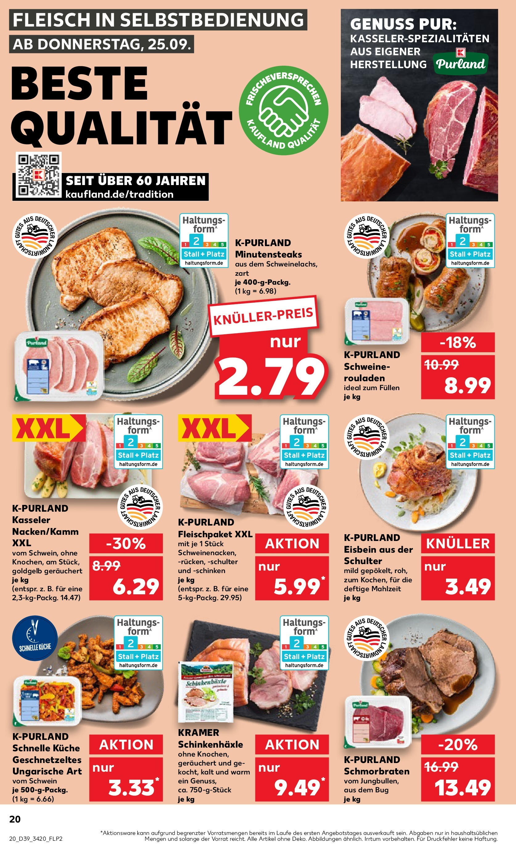 Prospekt Kaufland ab 24.09.2025 » Angebote Online zum Blättern | Seite: 20 | Produkte: Küche, Schinken, Fleisch