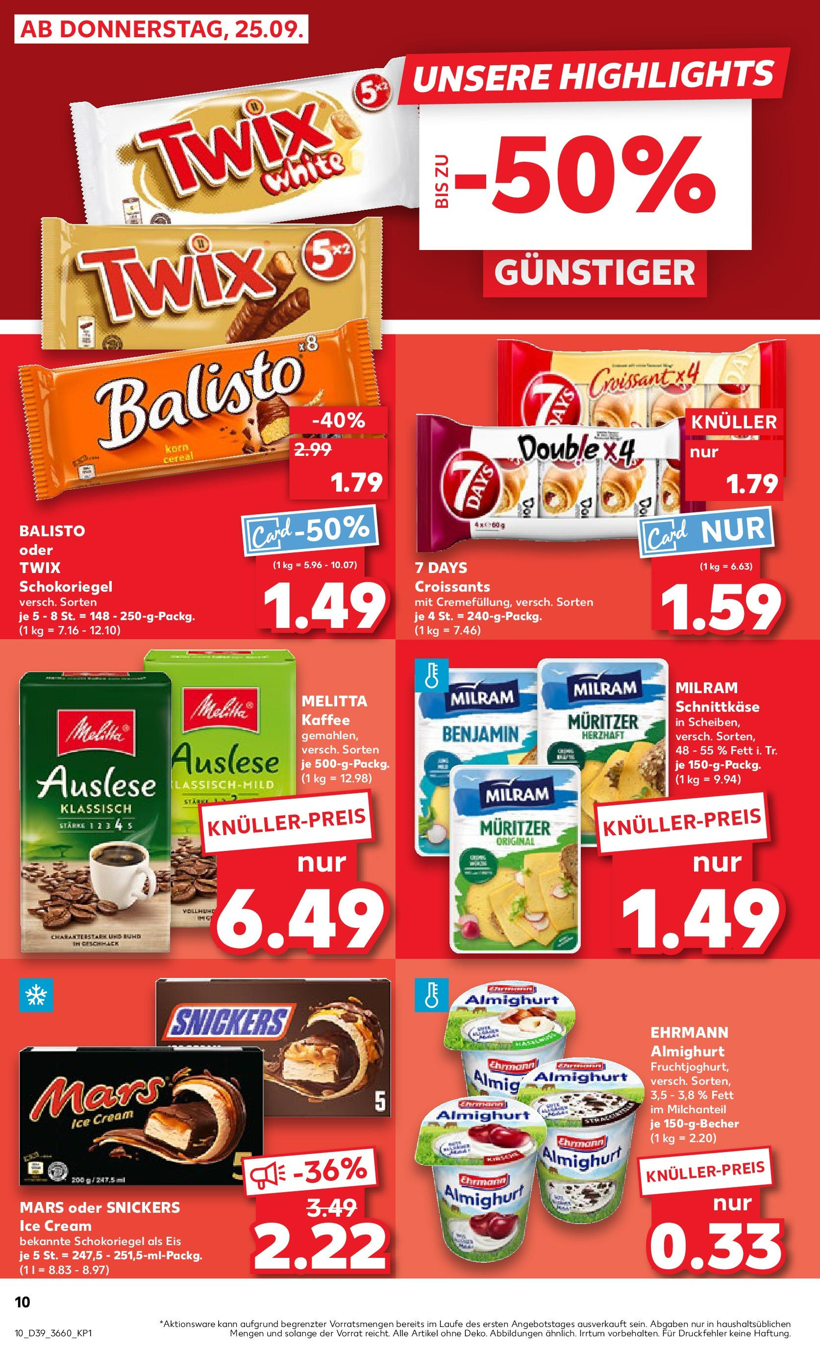 Prospekt Kaufland ab 24.09.2025 » Angebote Online zum Blättern | Seite: 10 | Produkte: Melitta, Kaffee, Mars, Milram
