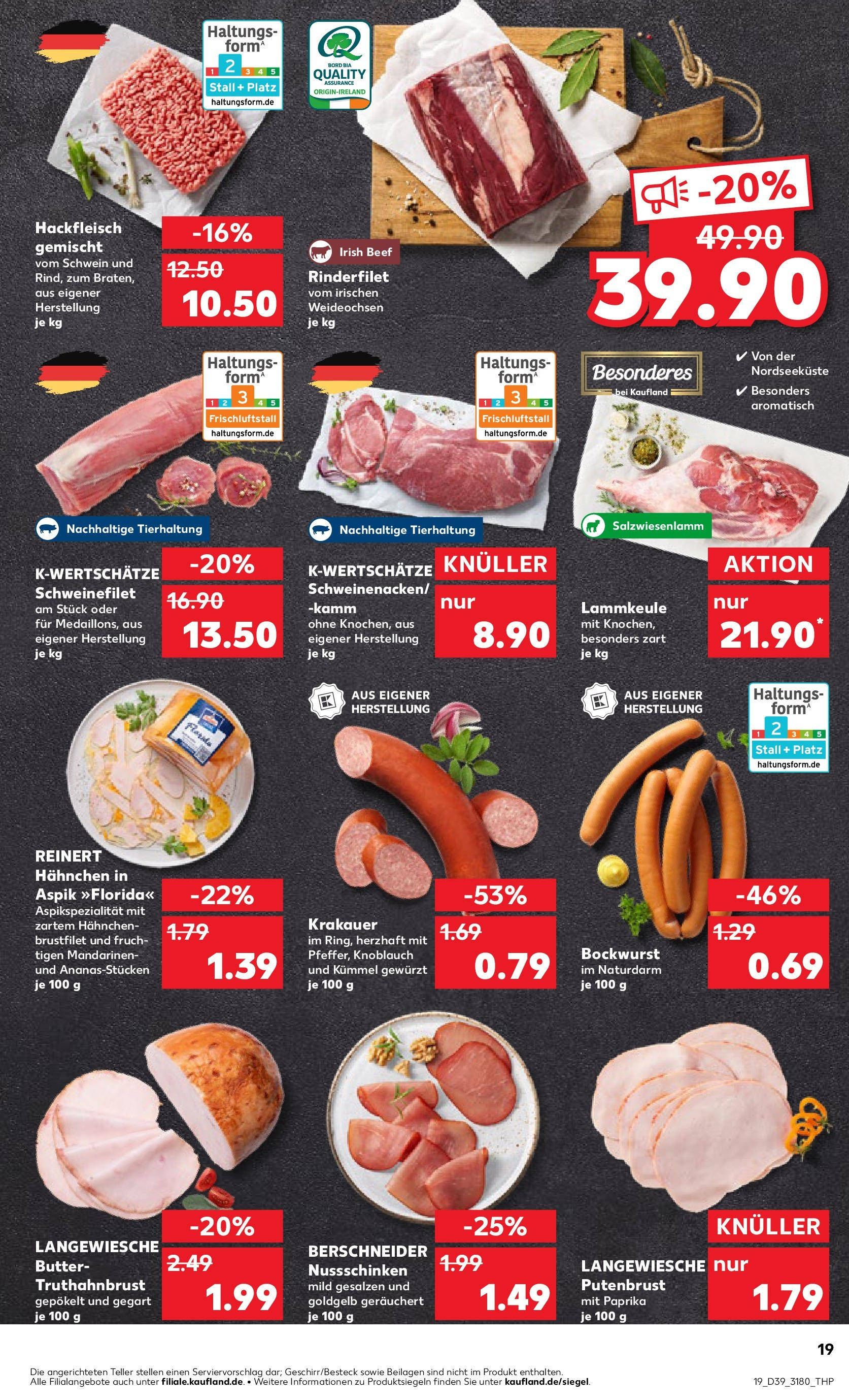 Prospekt Kaufland ab 25.09.2025 » Angebote Online zum Blättern | Seite: 19 | Produkte: Bockwurst, Butter, Mandarinen, Hackfleisch