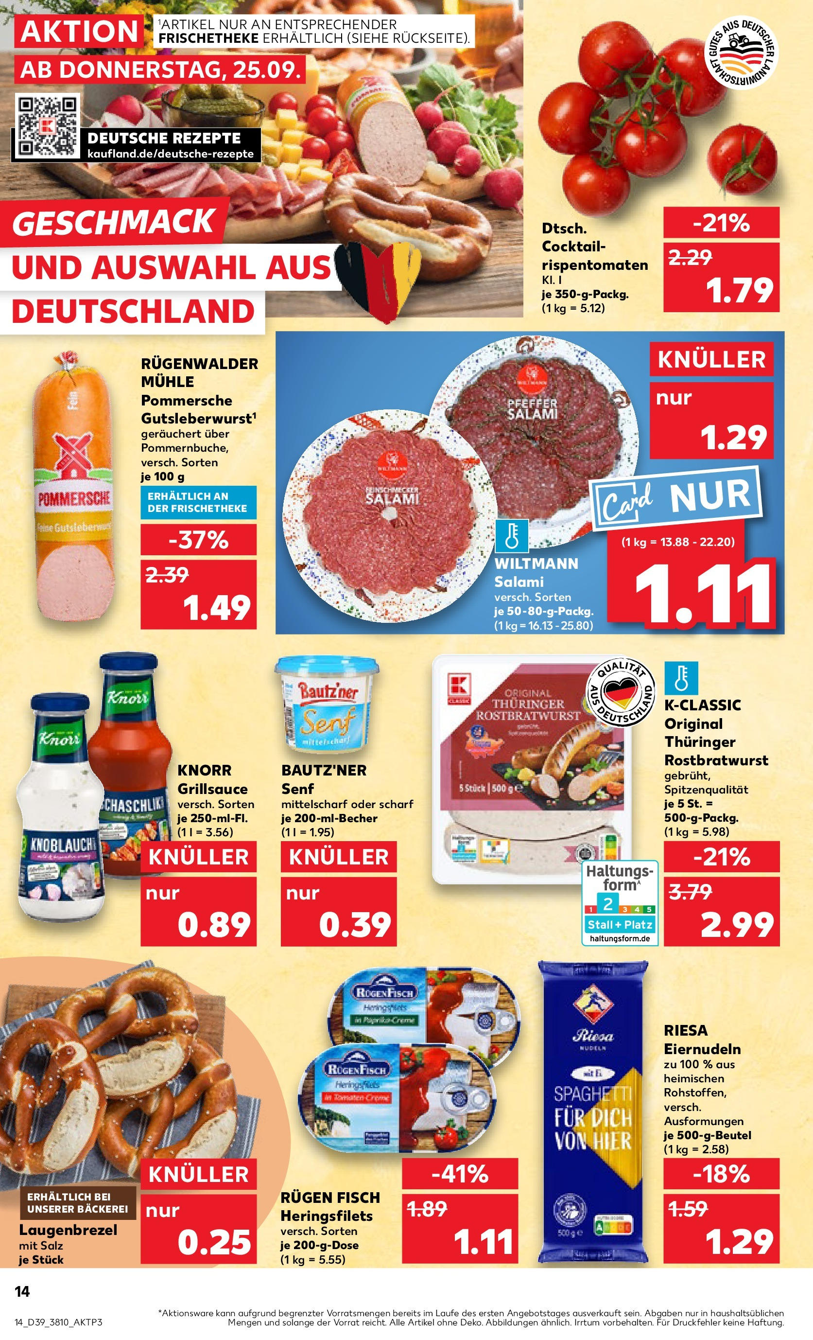 Prospekt Kaufland ab 24.09.2025 » Angebote Online zum Blättern | Seite: 14 | Produkte: Tomaten, Fisch, Paprika, Knoblauch