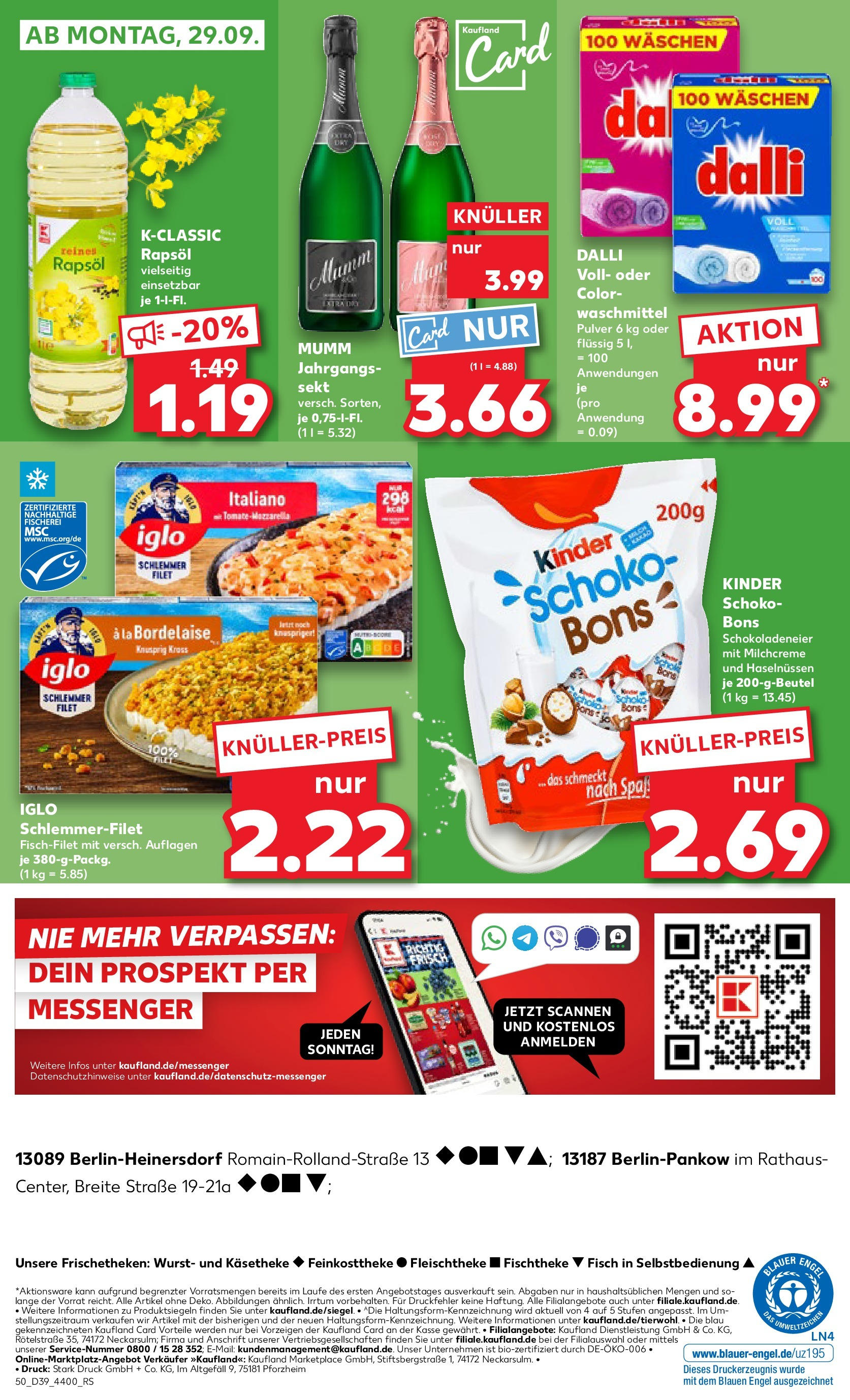Prospekt Kaufland ab 25.09.2025 » Angebote Online zum Blättern | Seite: 50 | Produkte: Sekt, Waschmittel, Wurst, Iglo schlemmerfilet