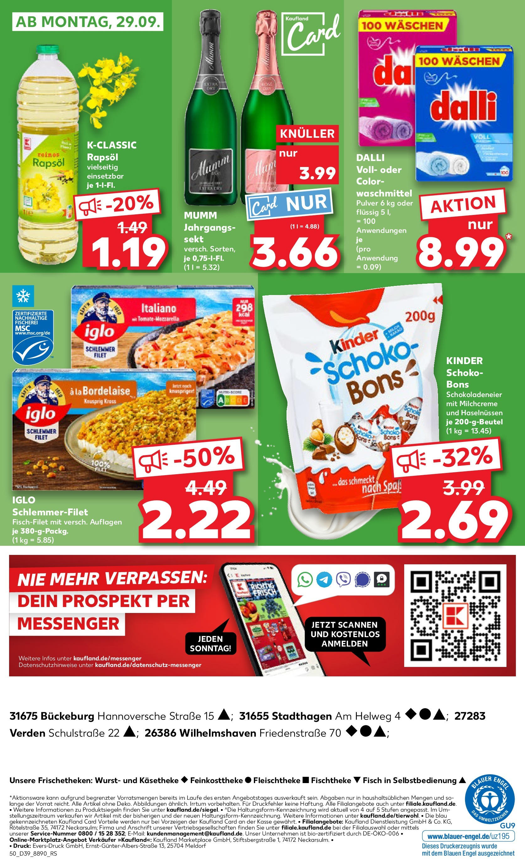 Prospekt Kaufland ab 25.09.2025 » Angebote Online zum Blättern | Seite: 50 | Produkte: Rapsöl, Sekt, Waschmittel, Wurst