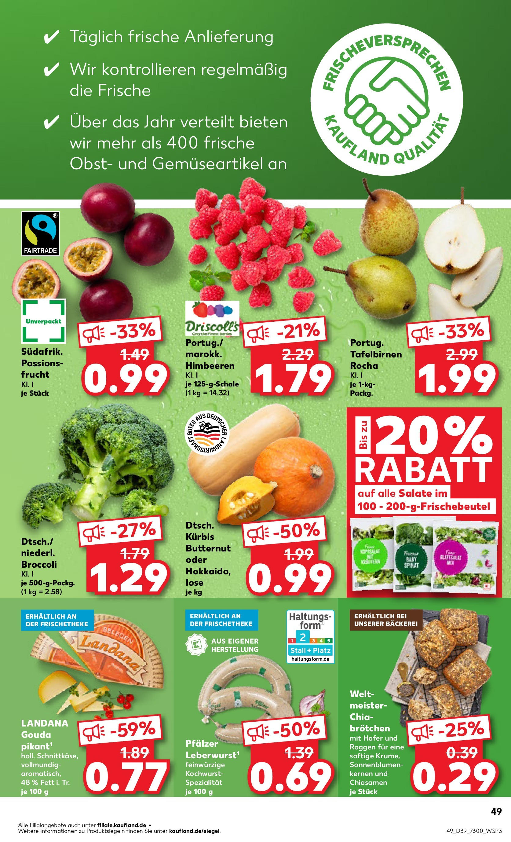 Prospekt Kaufland ab 24.09.2025 » Angebote Online zum Blättern | Seite: 49 | Produkte: Himbeeren, Gouda, Obst, Kürbis