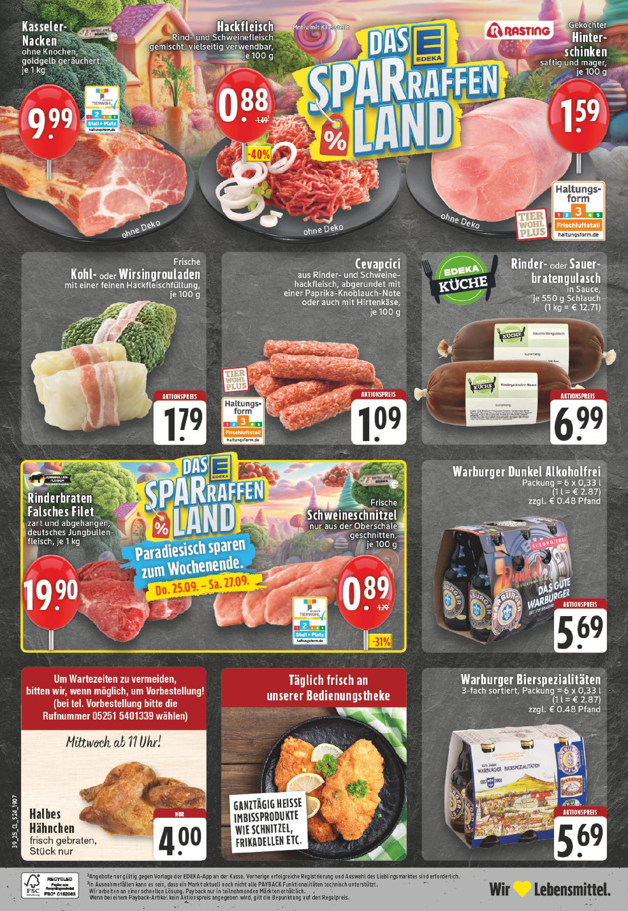 Edeka prospekt Paderborn	 (ab 21.09.2025) » Angebote Online | Seite: 24 | Produkte: Rinderbraten, Küche, Schinken, Uhr