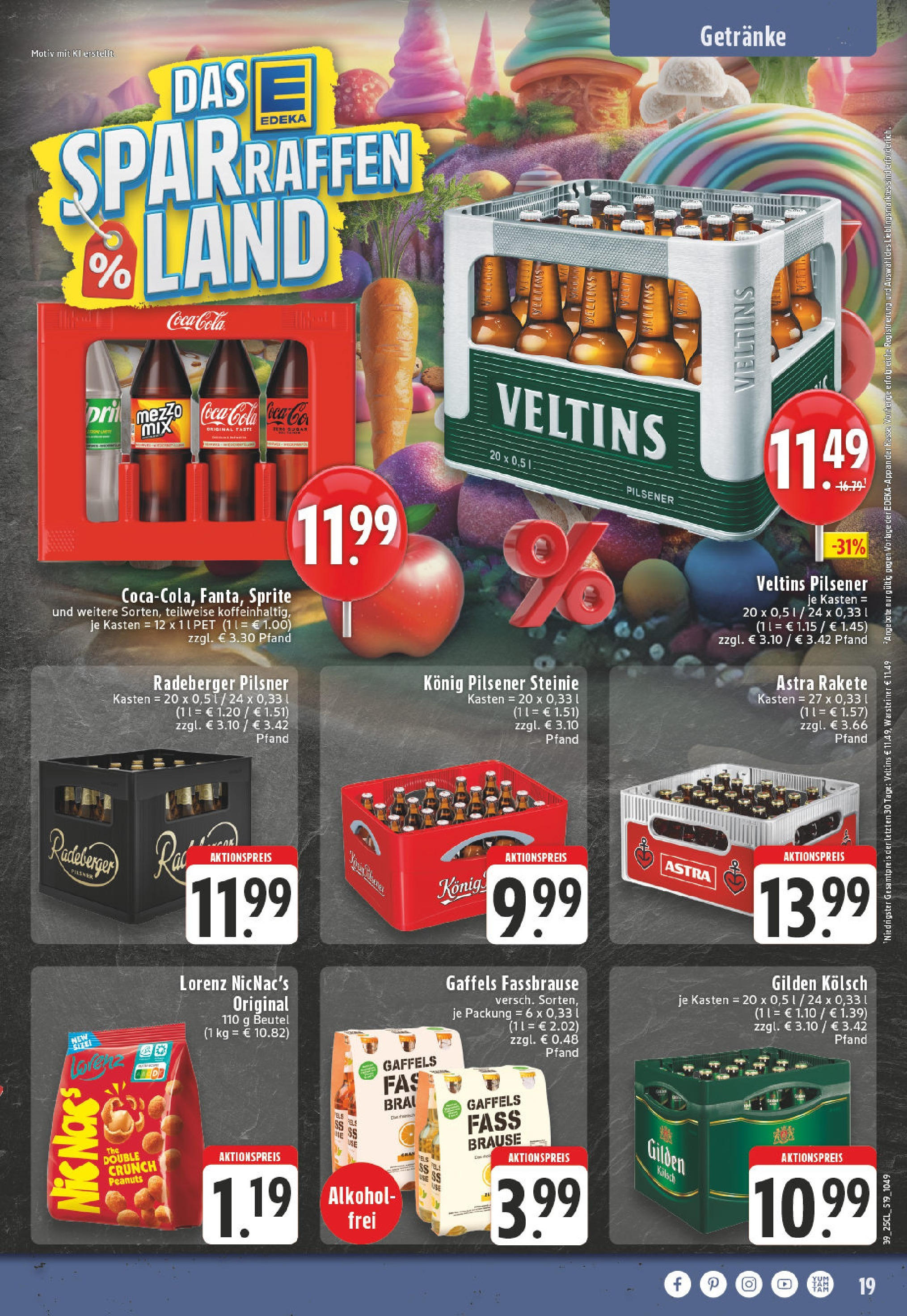 Edeka prospekt Kempenich	 (ab 21.09.2025) » Angebote Online | Seite: 19 | Produkte: Astra rakete, Konig pilsener, Sprite, Cola