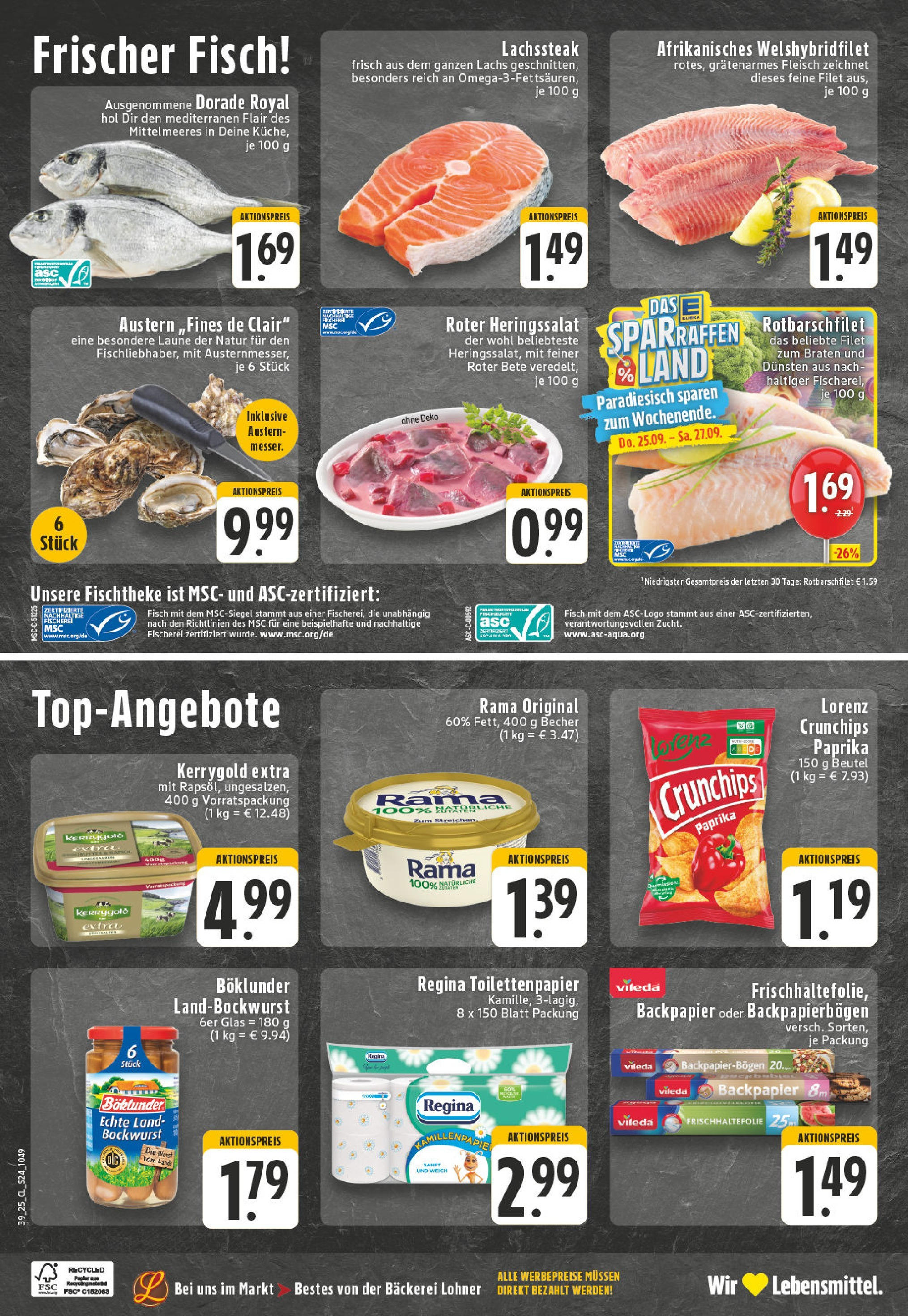 Edeka prospekt Kempenich	 (ab 21.09.2025) » Angebote Online | Seite: 24 | Produkte: Margarine, Bäckerei, Butter, Chips