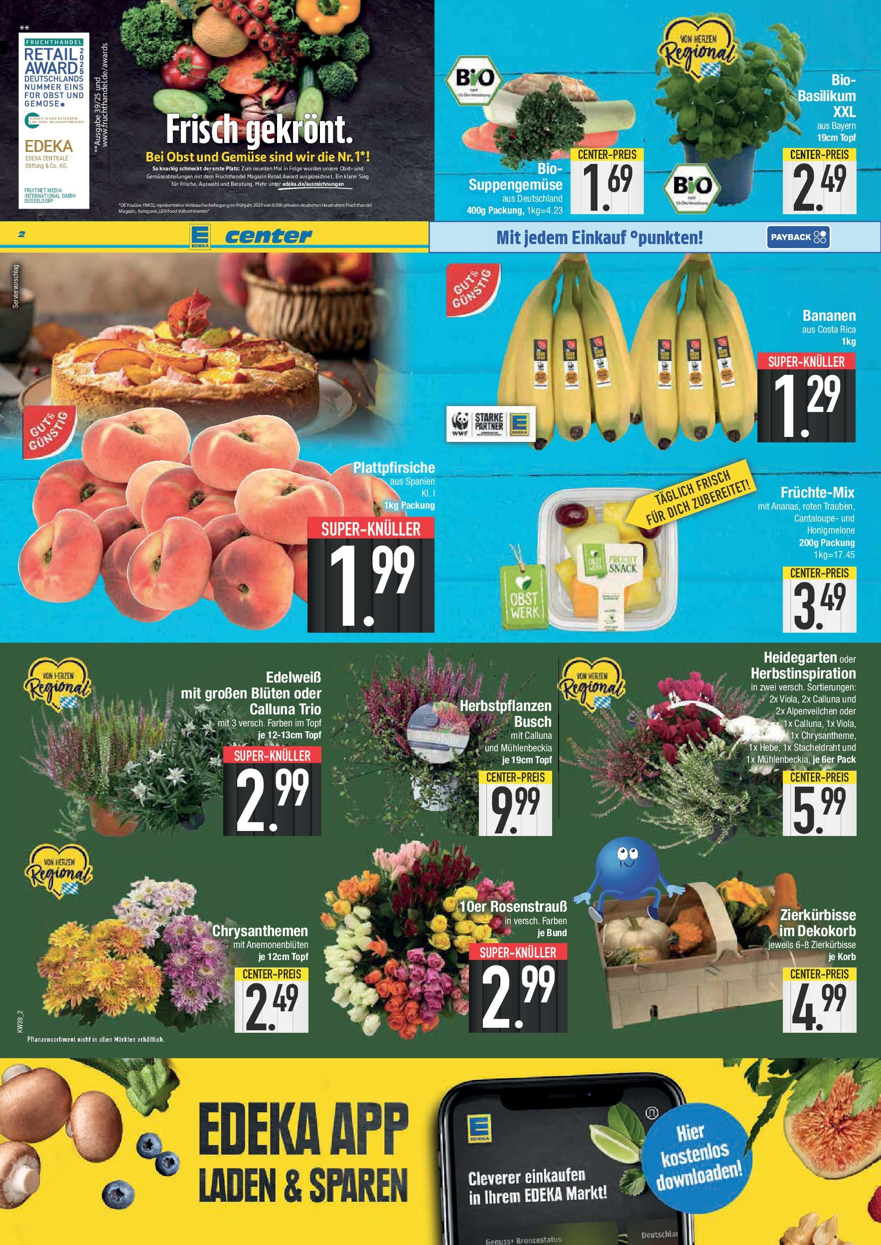 Edeka prospekt Krumbach	 (ab 21.09.2025) » Angebote Online | Seite: 2 | Produkte: Korb, Bananen, Gemüse, Obst