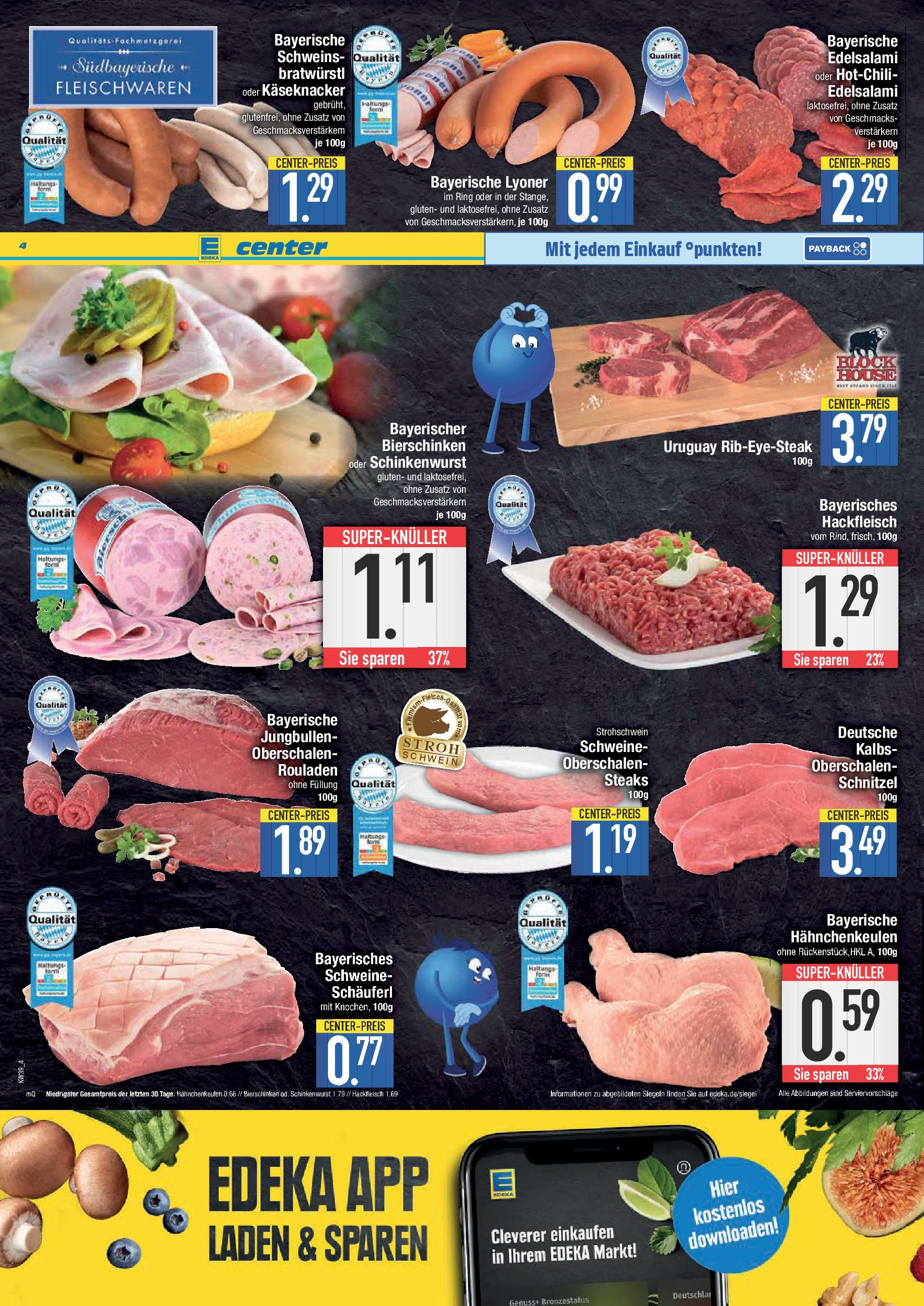 Edeka prospekt Krumbach	 (ab 21.09.2025) » Angebote Online | Seite: 4 | Produkte: Schnitzel, Steak, Hackfleisch