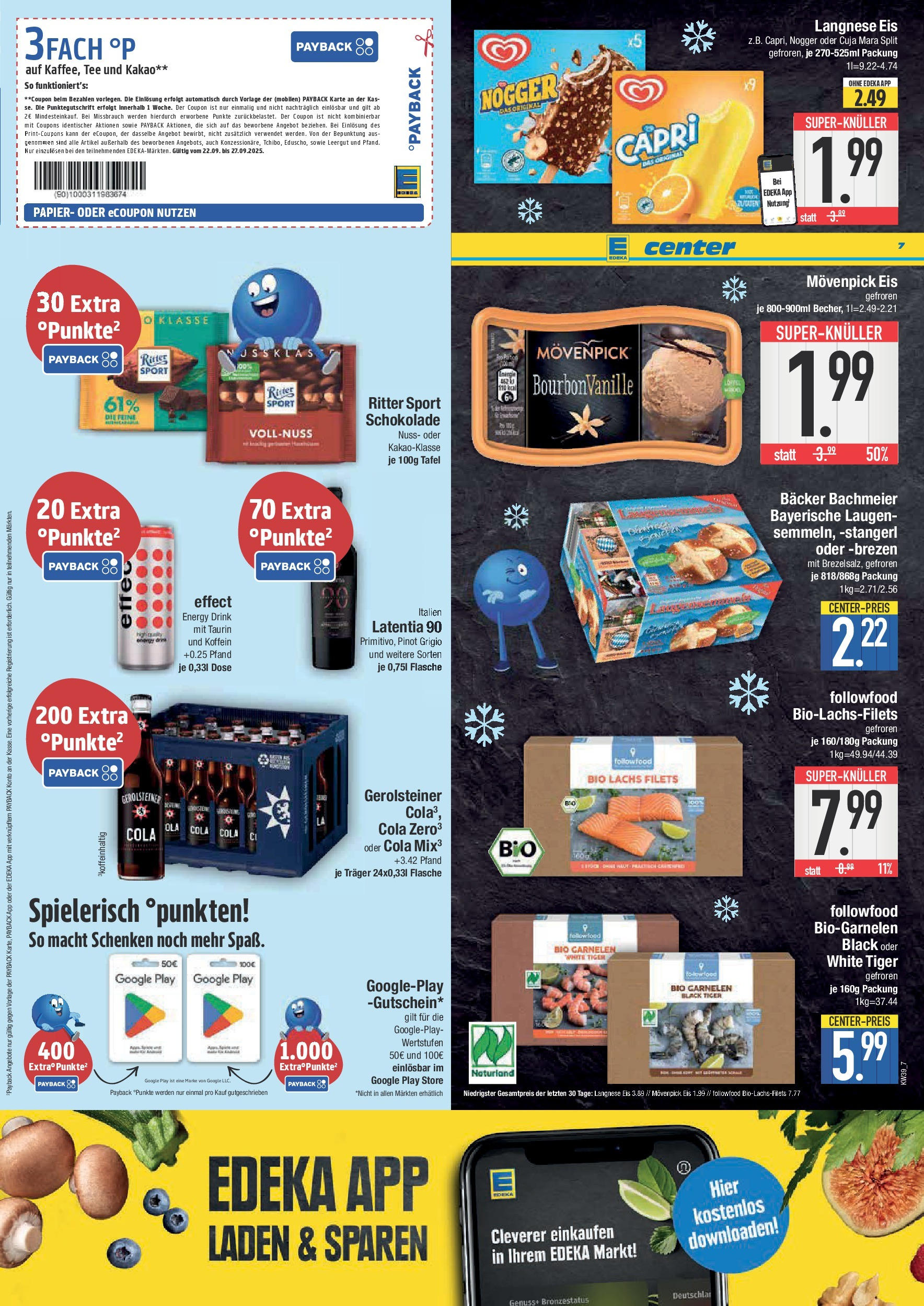 Edeka prospekt Krumbach	 (ab 21.09.2025) » Angebote Online | Seite: 7 | Produkte: Langnese, Energy, Schokolade, Ritter sport